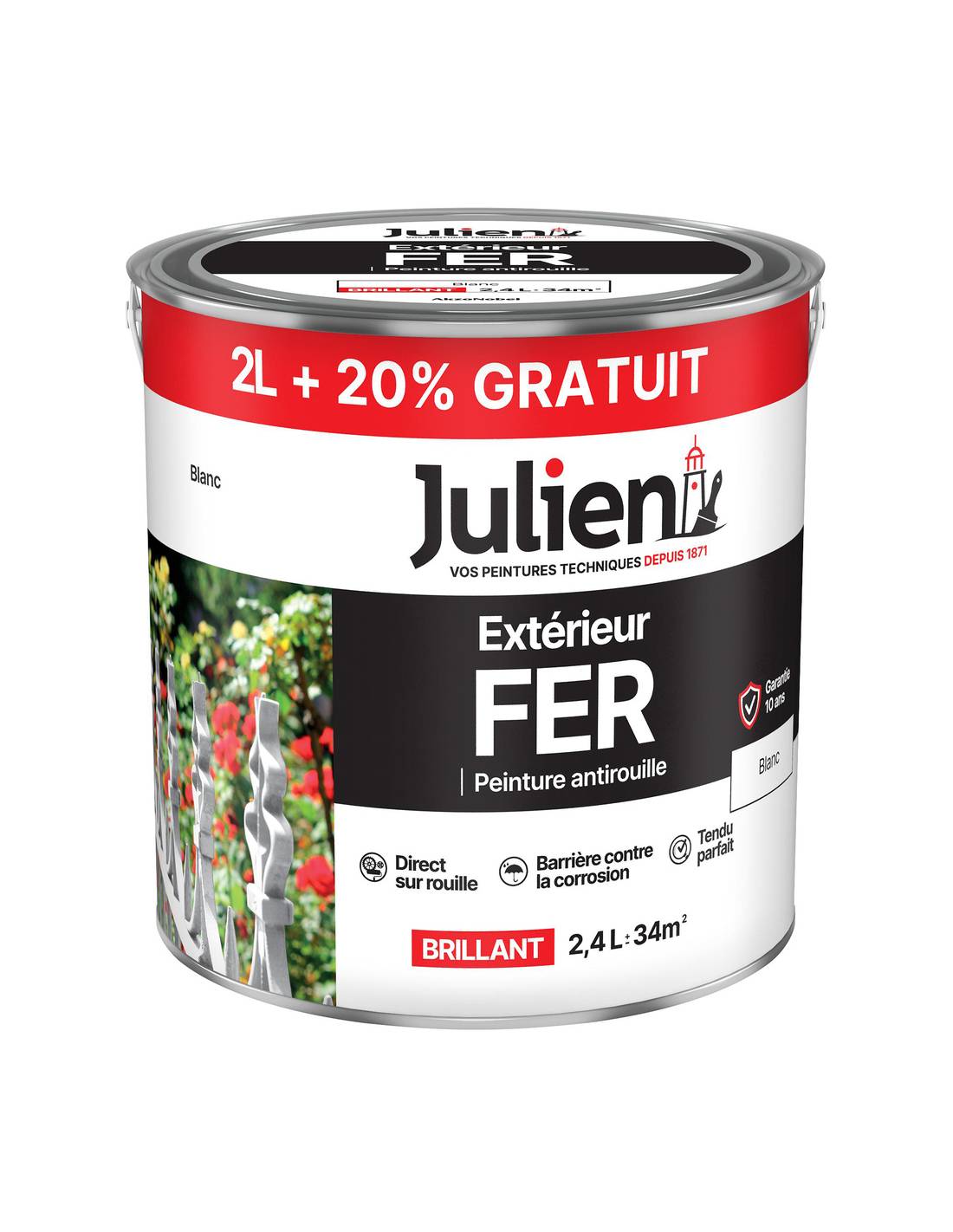 Julien - Peinture Antirouille Julien Blanc Protection Fer Extérieur Durable - Julien