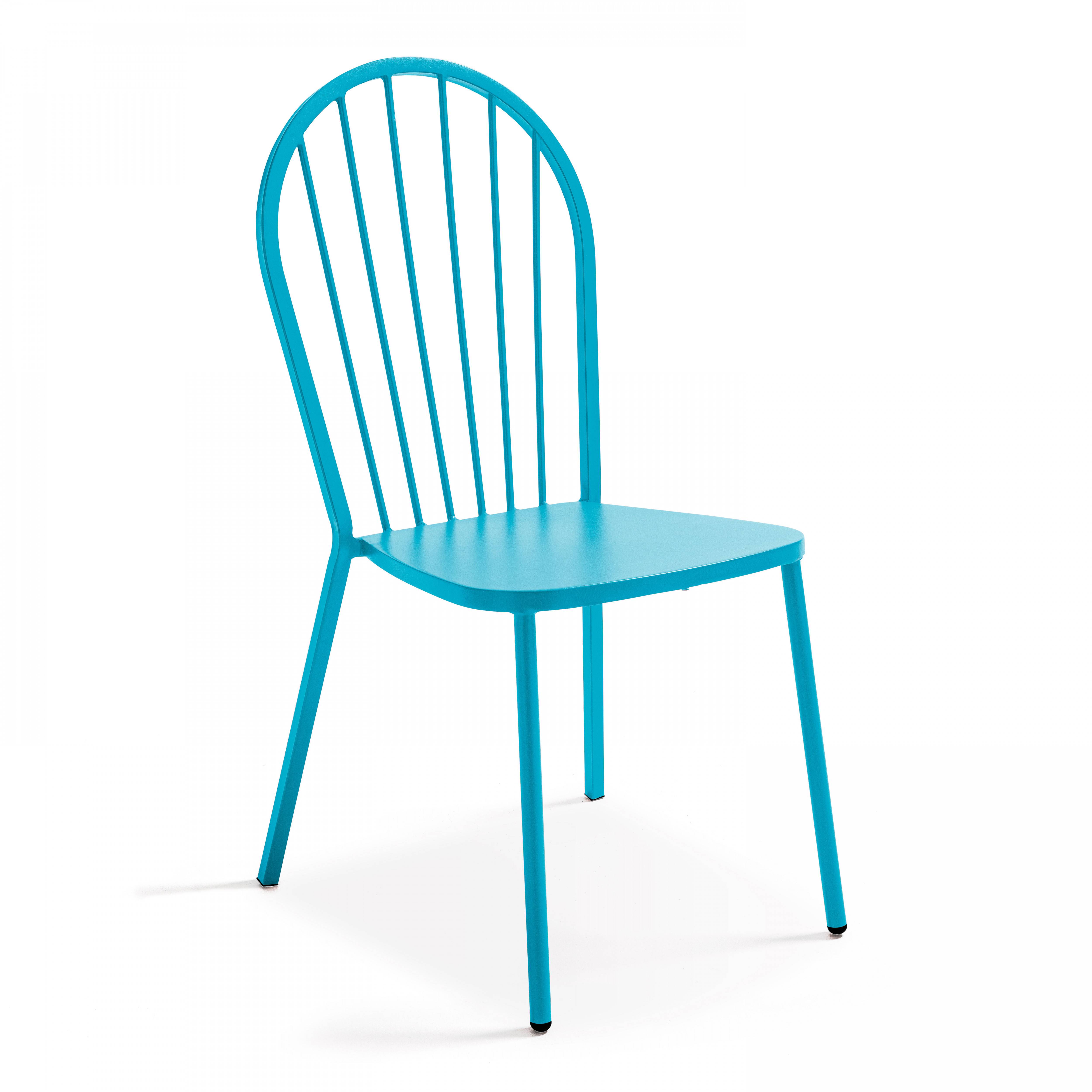 Oviala - Ensemble table carrée de jardin inclinable et 2 chaises bistrot bleu Palavas - Oviala - Image 6