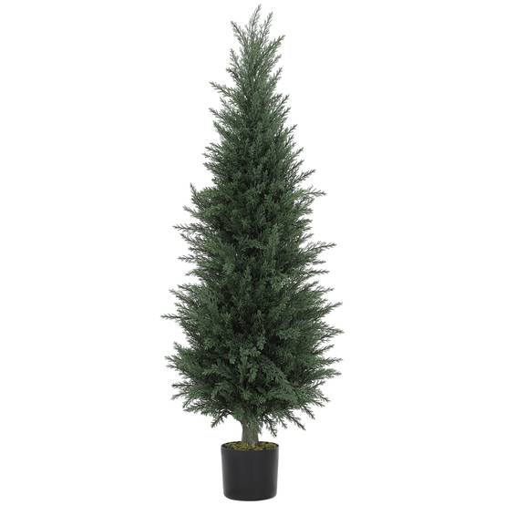 Sans Marque - Cyprès artificiel 638 feuilles plastique pot UV vert - Image 1