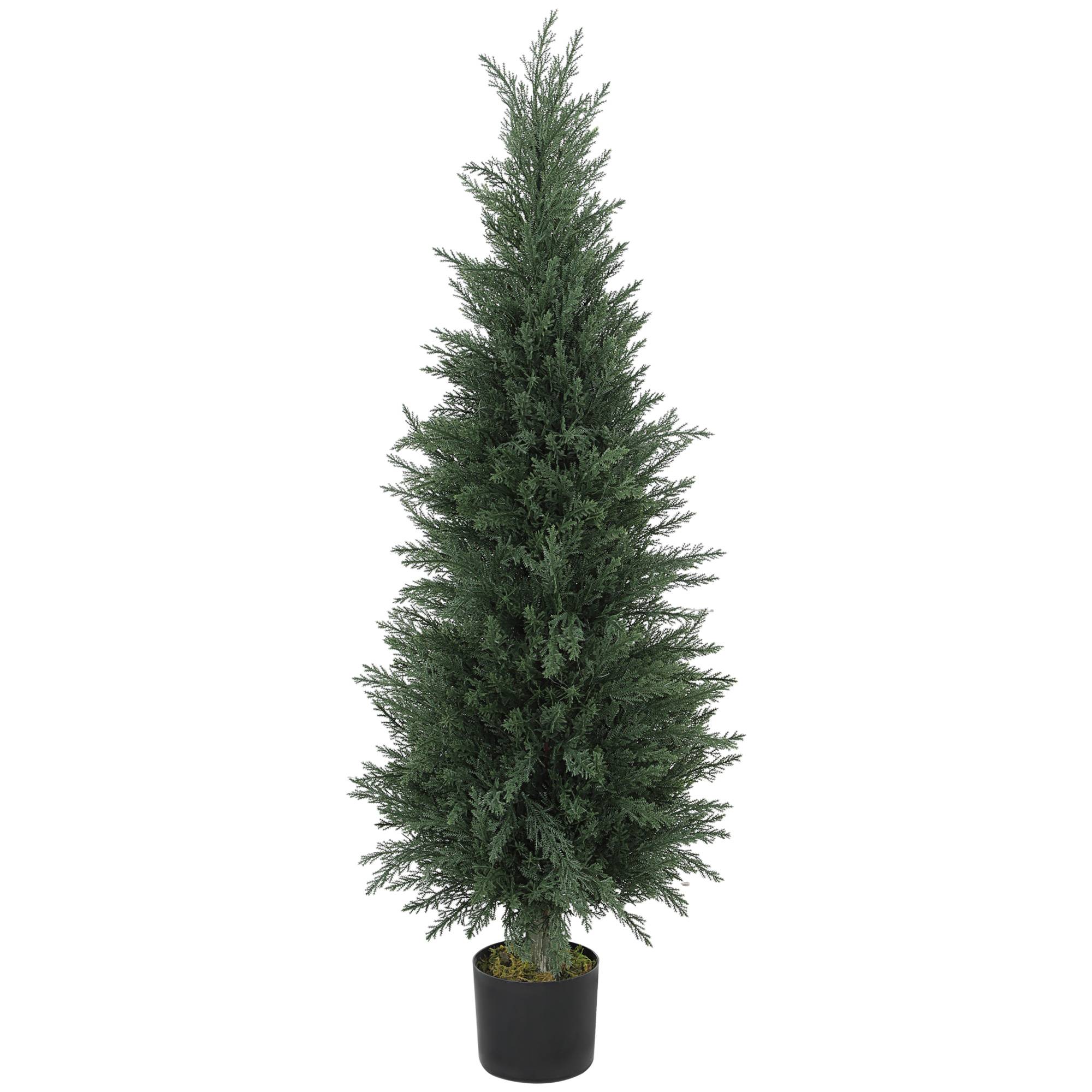 Sans Marque - Cyprès artificiel 638 feuilles plastique pot UV vert - Image 2