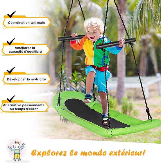 Balançoire de surf réglable en hauteur 100-160cm structure en métal avec poignées - Image 2