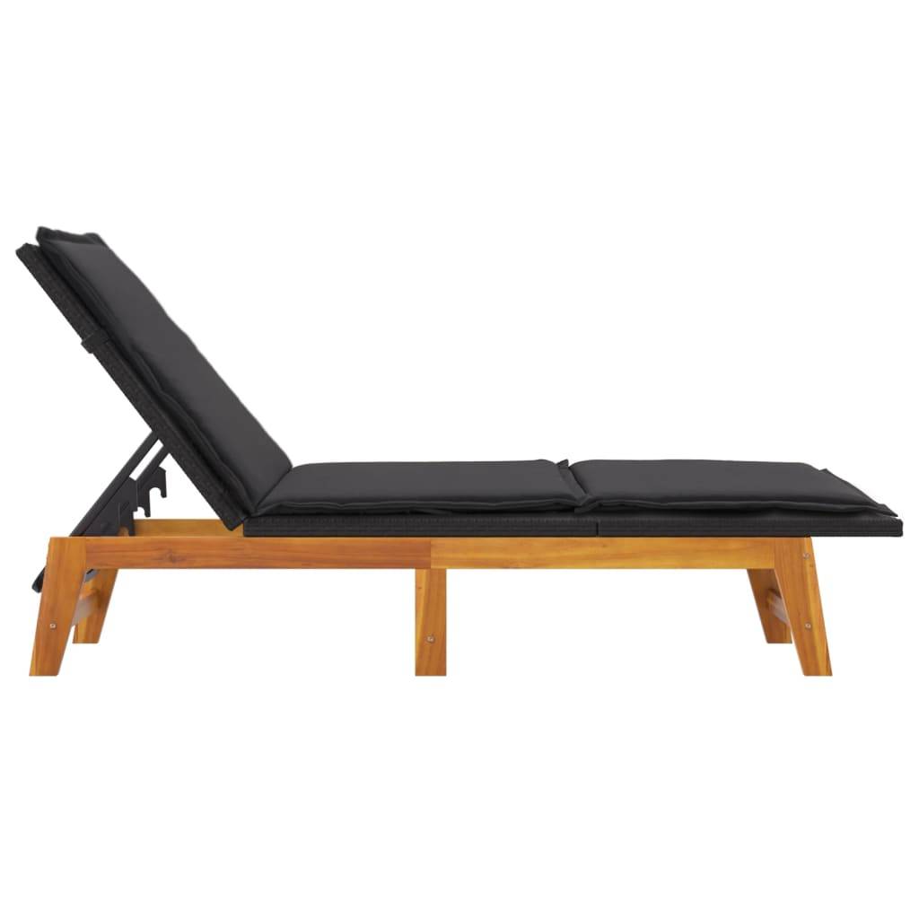 Chaise longue résine tressée bois d'acacia 200 x 54 x 87 cm - PANGIVO - Image 5