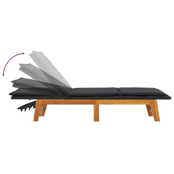 Chaise longue résine tressée bois d'acacia 200 x 54 x 87 cm - PANGIVO - Image 6