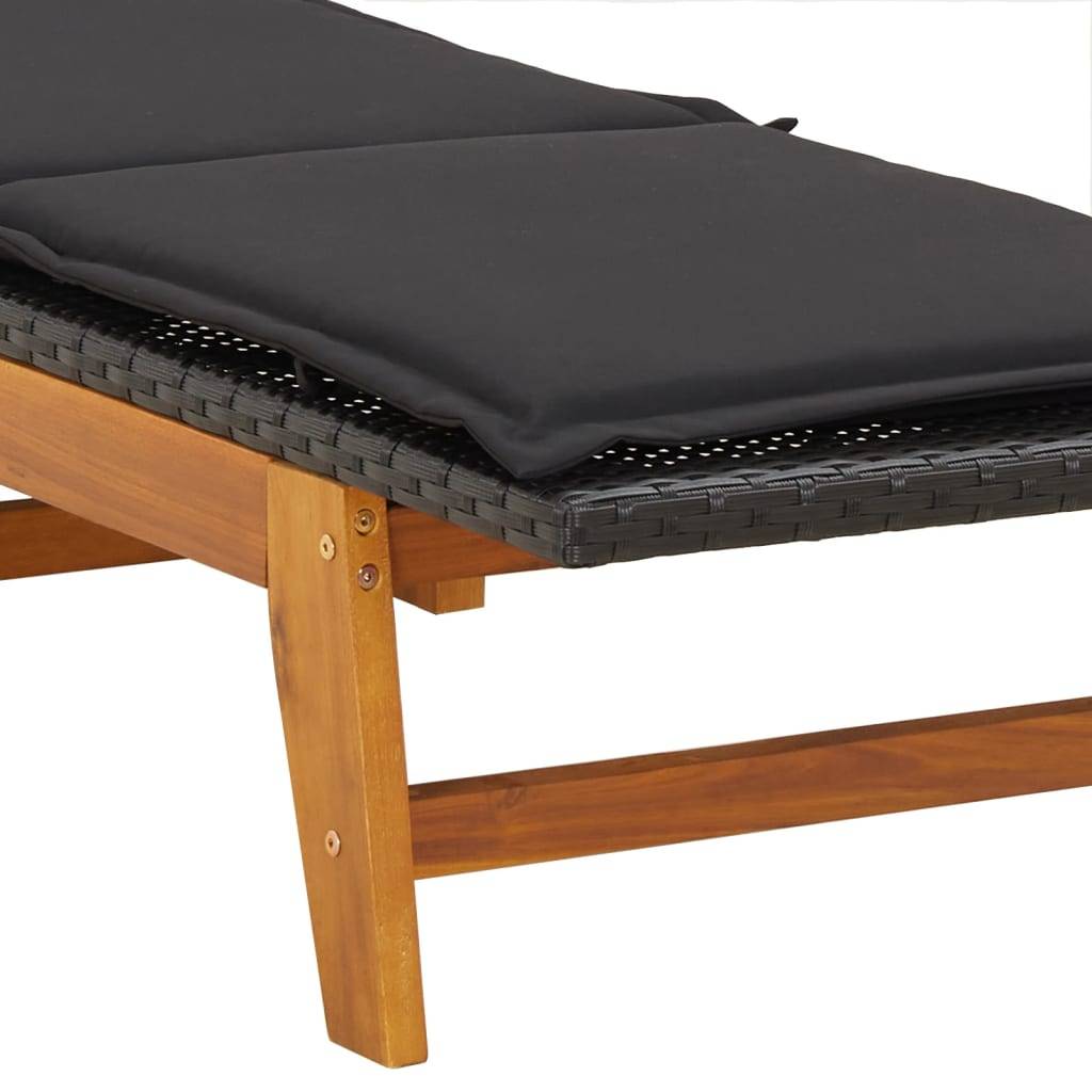 Chaise longue résine tressée bois d'acacia 200 x 54 x 87 cm - PANGIVO - Image 8