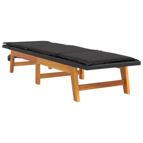 Chaise longue résine tressée bois d'acacia 200 x 54 x 87 cm - PANGIVO - Image 3