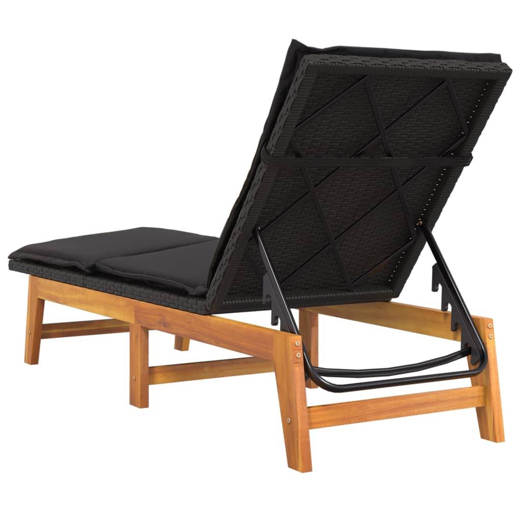 Chaise longue résine tressée bois d'acacia 200 x 54 x 87 cm - PANGIVO - Image 7