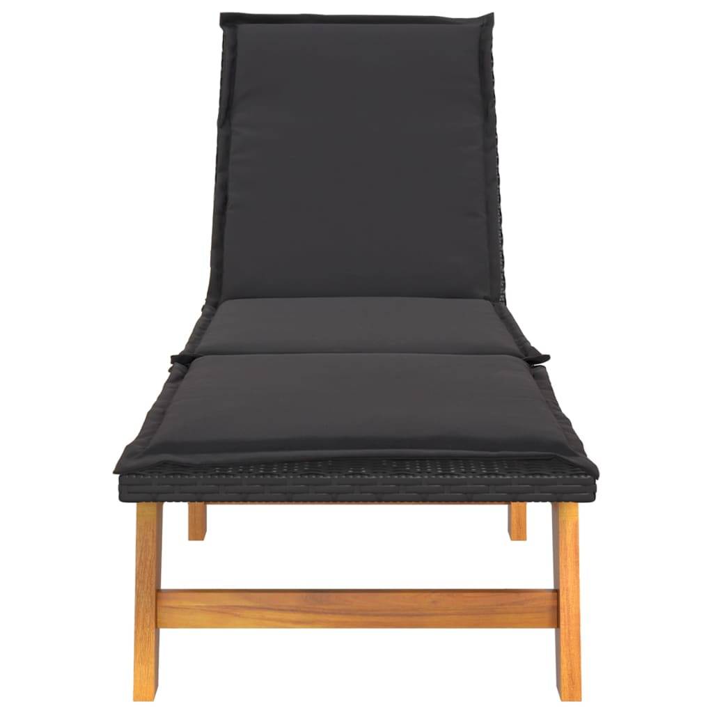 Chaise longue résine tressée bois d'acacia 200 x 54 x 87 cm - PANGIVO - Image 4
