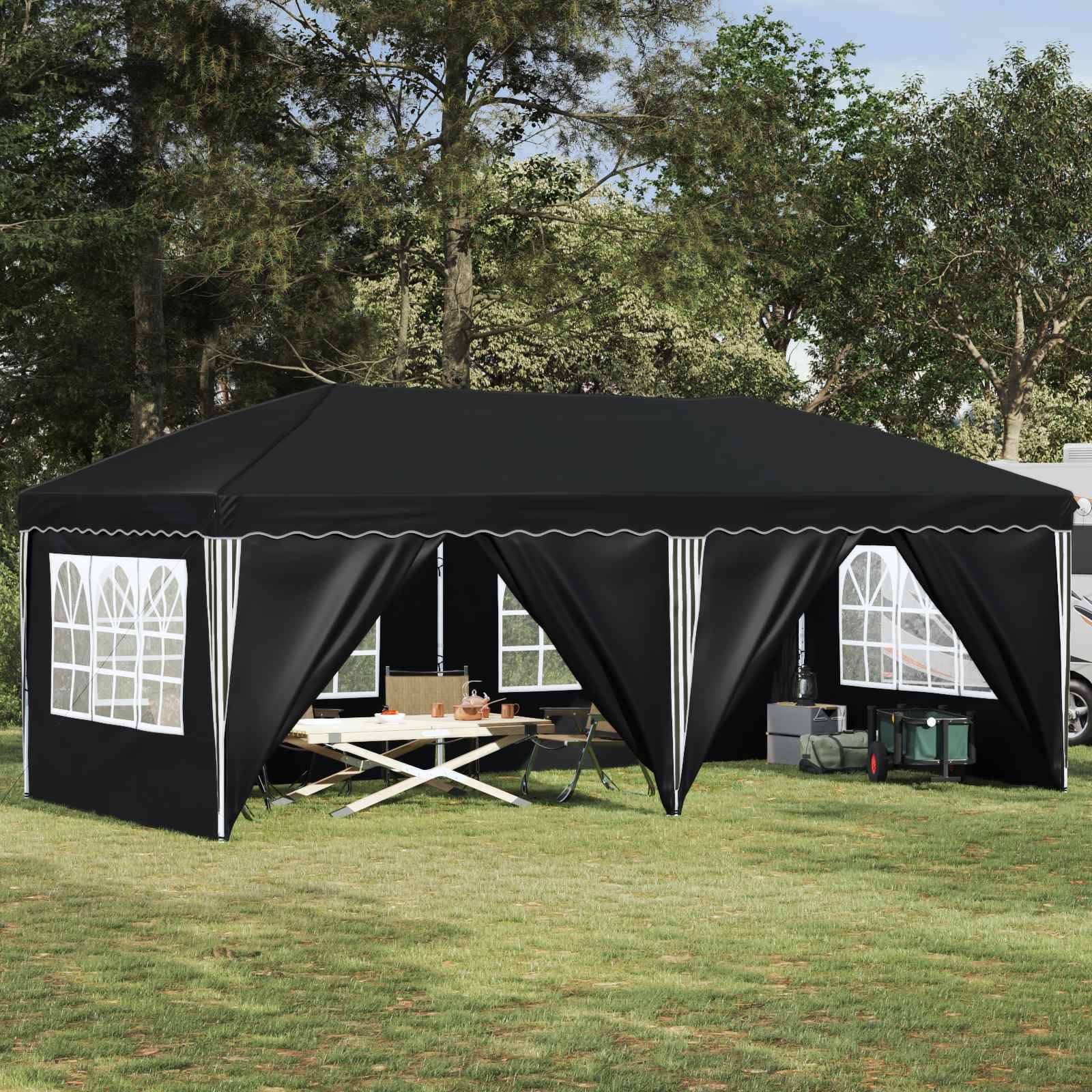 ComfortXL - Tente de réception Pop-up Acier pour fêtes Hauteur réglable 6x3m Anthracite - ComfortXL Outdoor Living - Image 1