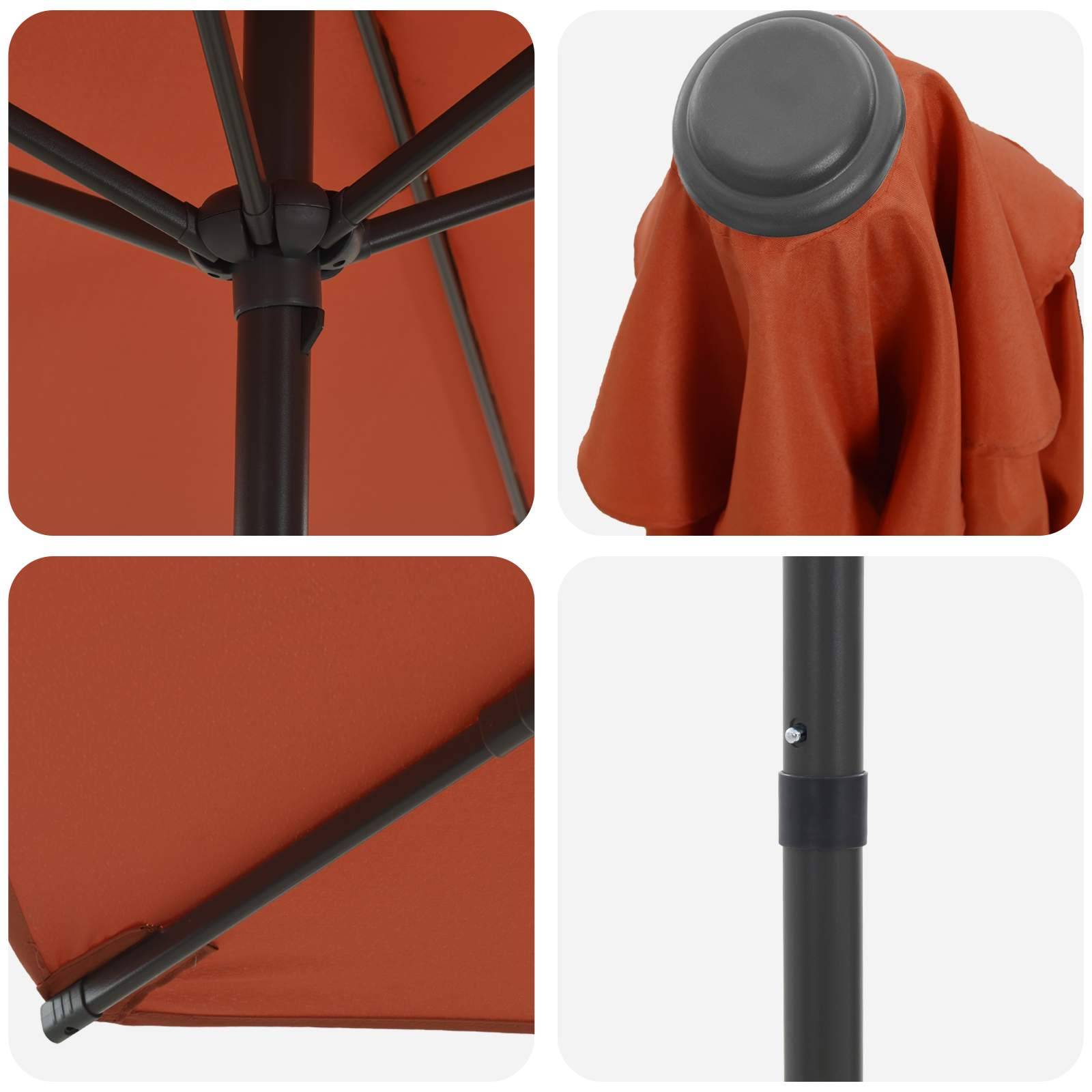 Parasol de jardin polyester et acier terre cuite 296 x 296 x 223 cm - PANGIVO - Image 5