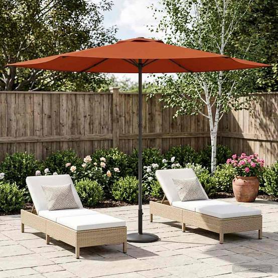 Parasol de jardin polyester et acier terre cuite 296 x 296 x 223 cm - PANGIVO - Image 1