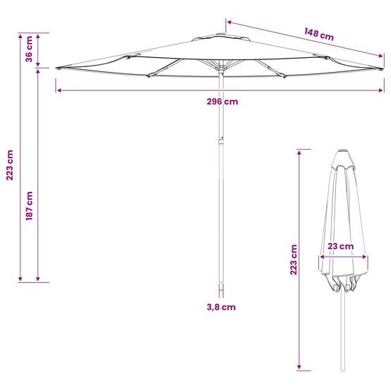 Parasol de jardin polyester et acier terre cuite 296 x 296 x 223 cm - PANGIVO - Image 7