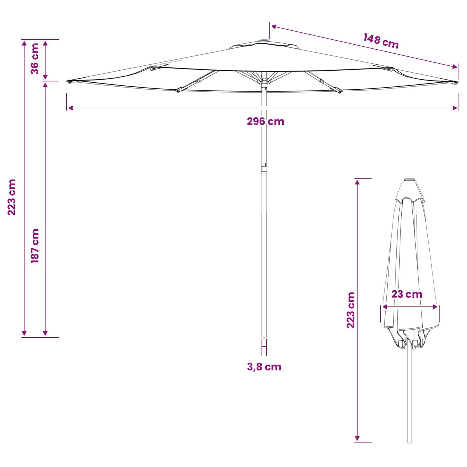 Parasol de jardin polyester et acier terre cuite 296 x 296 x 223 cm - PANGIVO - Image 7