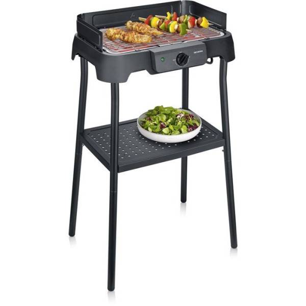 Severin - Barbecue Electrique - Grillade  électrique sur pieds - SEVERIN - PG8594 - 2000 W - Surface de cuisson 38 x 22 cm - Thermostat réglable - Noir - Image 1