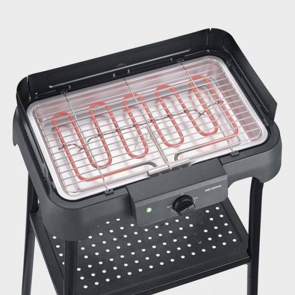 Severin - Barbecue Electrique - Grillade  électrique sur pieds - SEVERIN - PG8594 - 2000 W - Surface de cuisson 38 x 22 cm - Thermostat réglable - Noir - Image 2