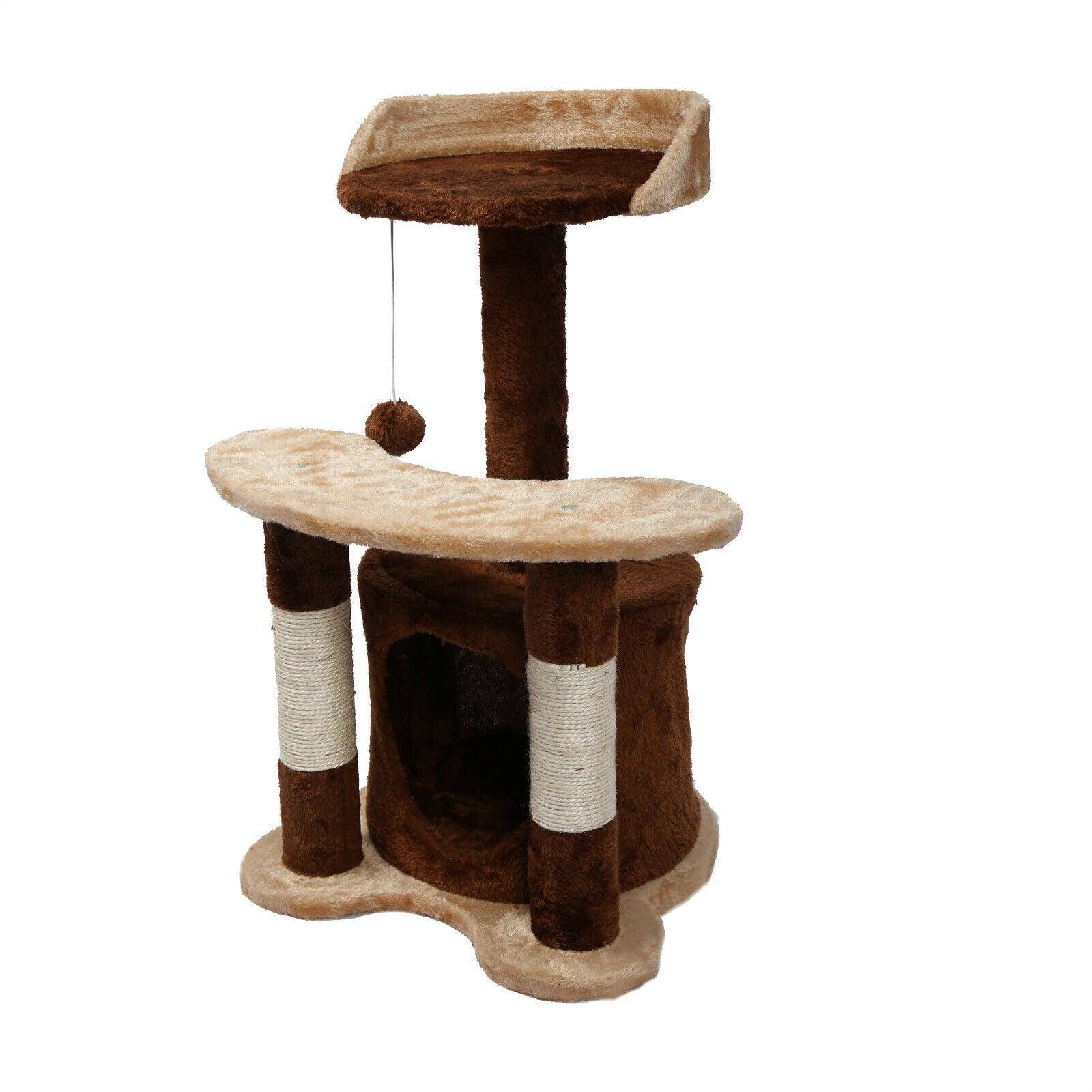 Arbre à chat hauteur 65 cm avec corde en sisal griffoir jeux marron/ beige - Image 2