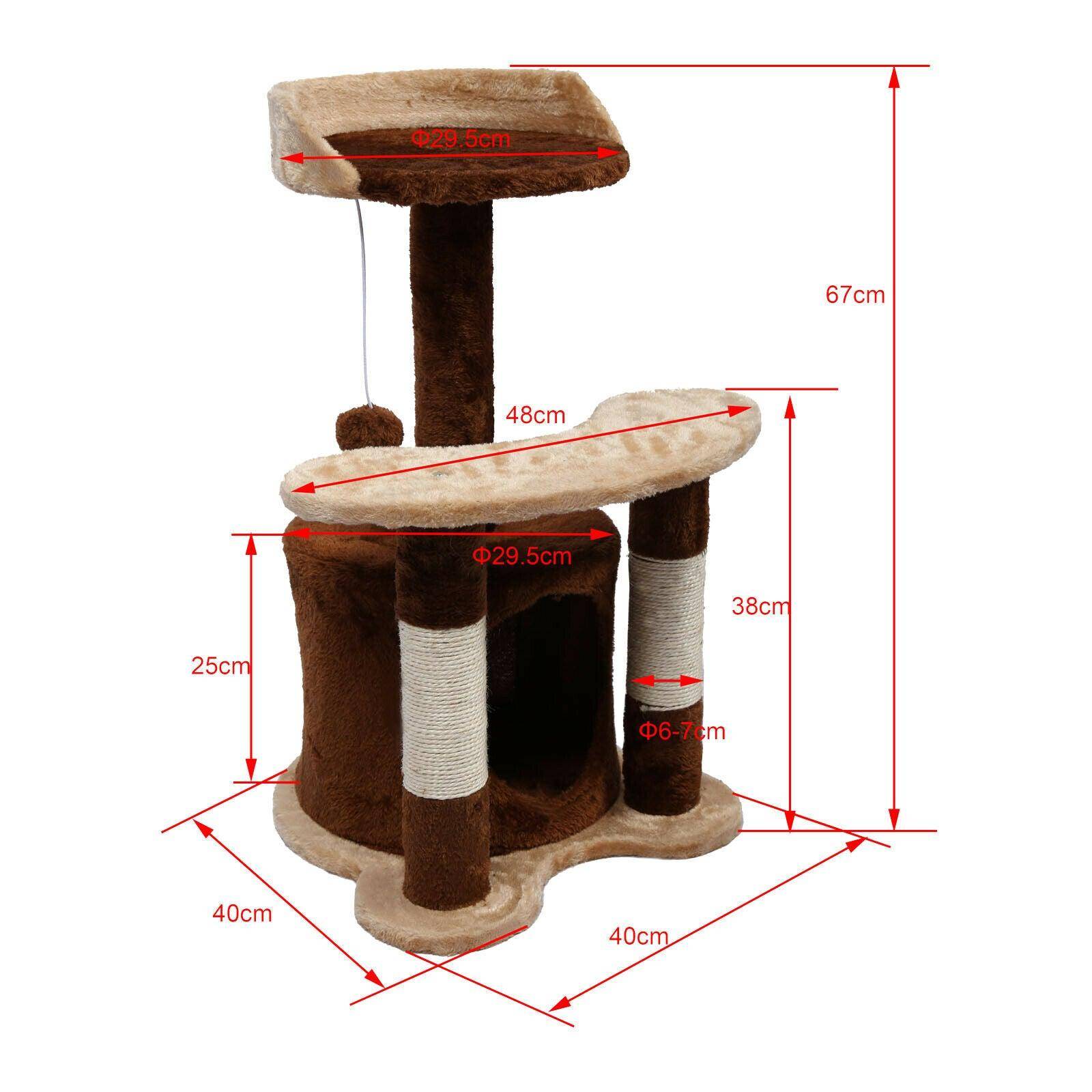Arbre à chat hauteur 65 cm avec corde en sisal griffoir jeux marron/ beige - Image 5