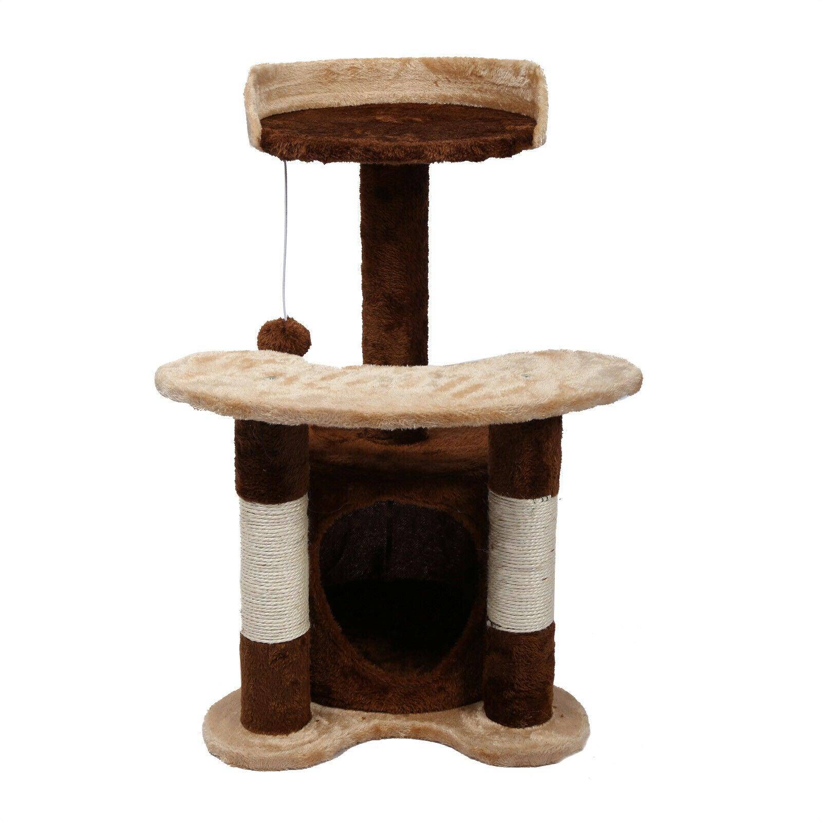 Arbre à chat hauteur 65 cm avec corde en sisal griffoir jeux marron/ beige - Image 3