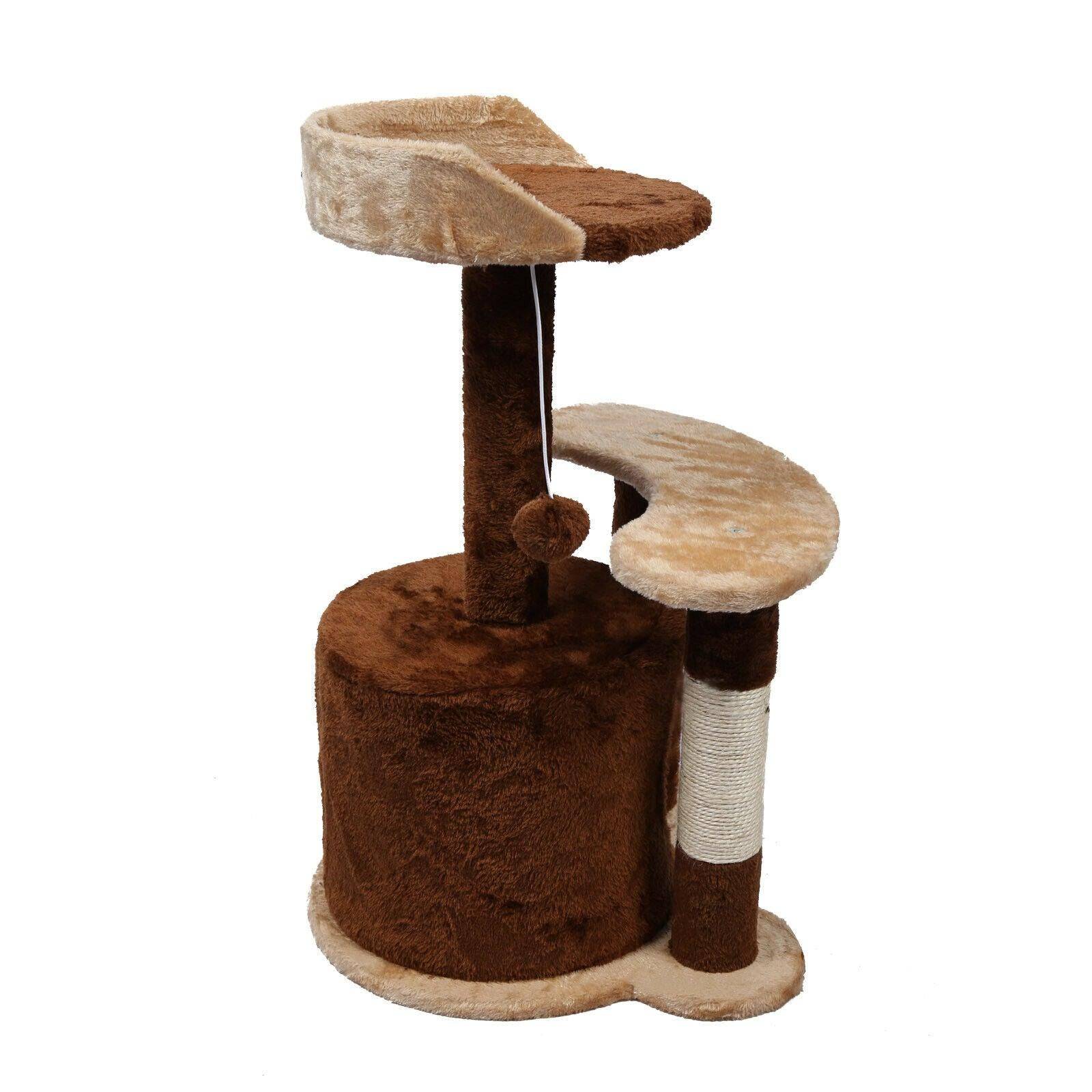 Arbre à chat hauteur 65 cm avec corde en sisal griffoir jeux marron/ beige - Image 4