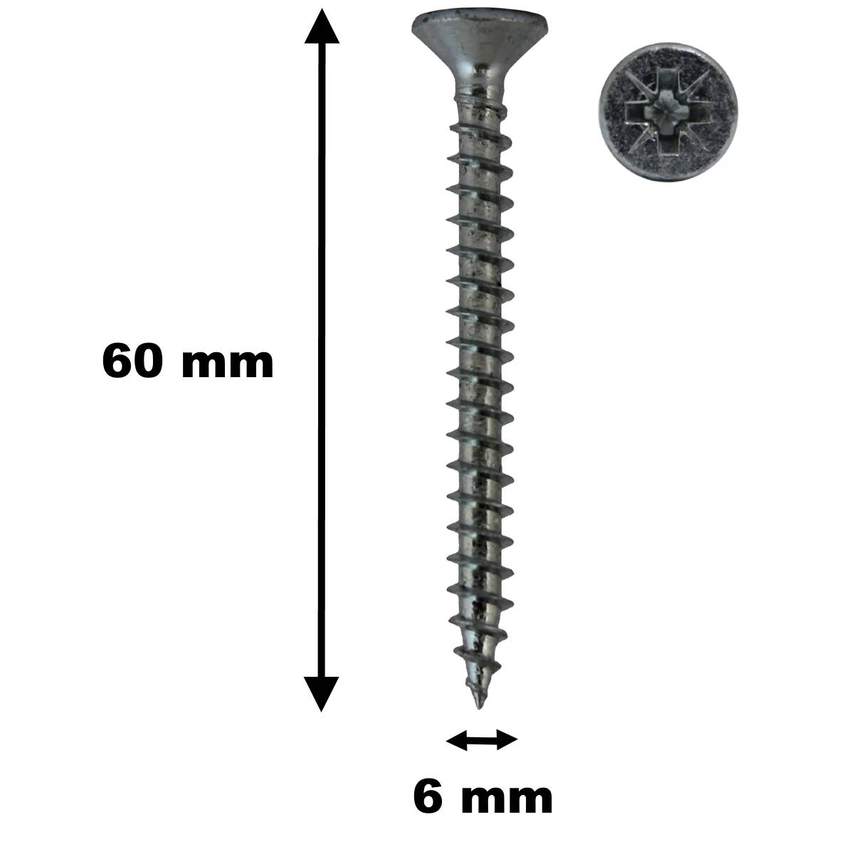 Gt Market - Lot de 100 vis à bois, TF, acier zingué, 6 x 60 mm - GT MARKET - Image 1