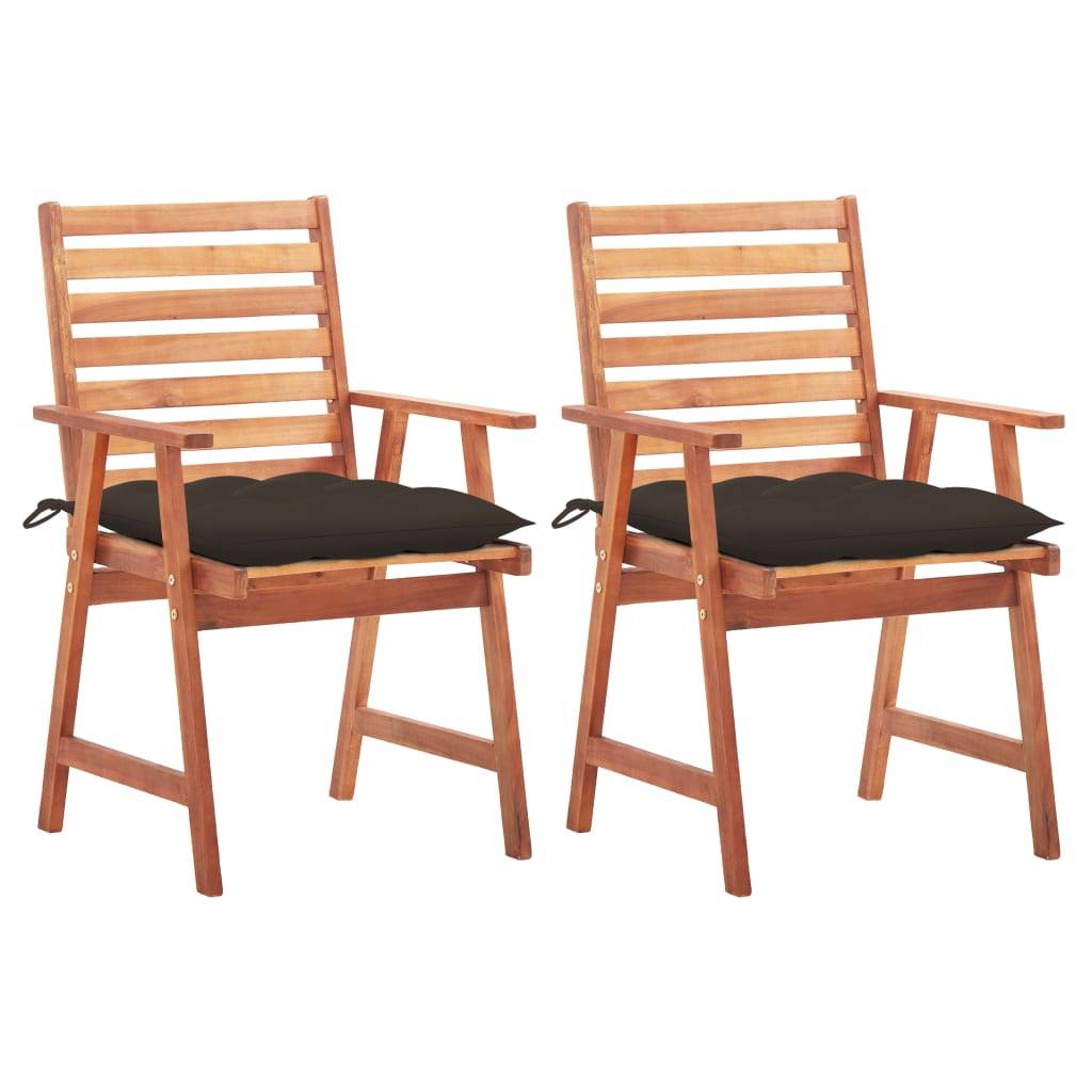 Lot de 2 chaises de jardin bois d'acacia taupe 56 x 62 x 92 cm - PANGIVO - Image 1