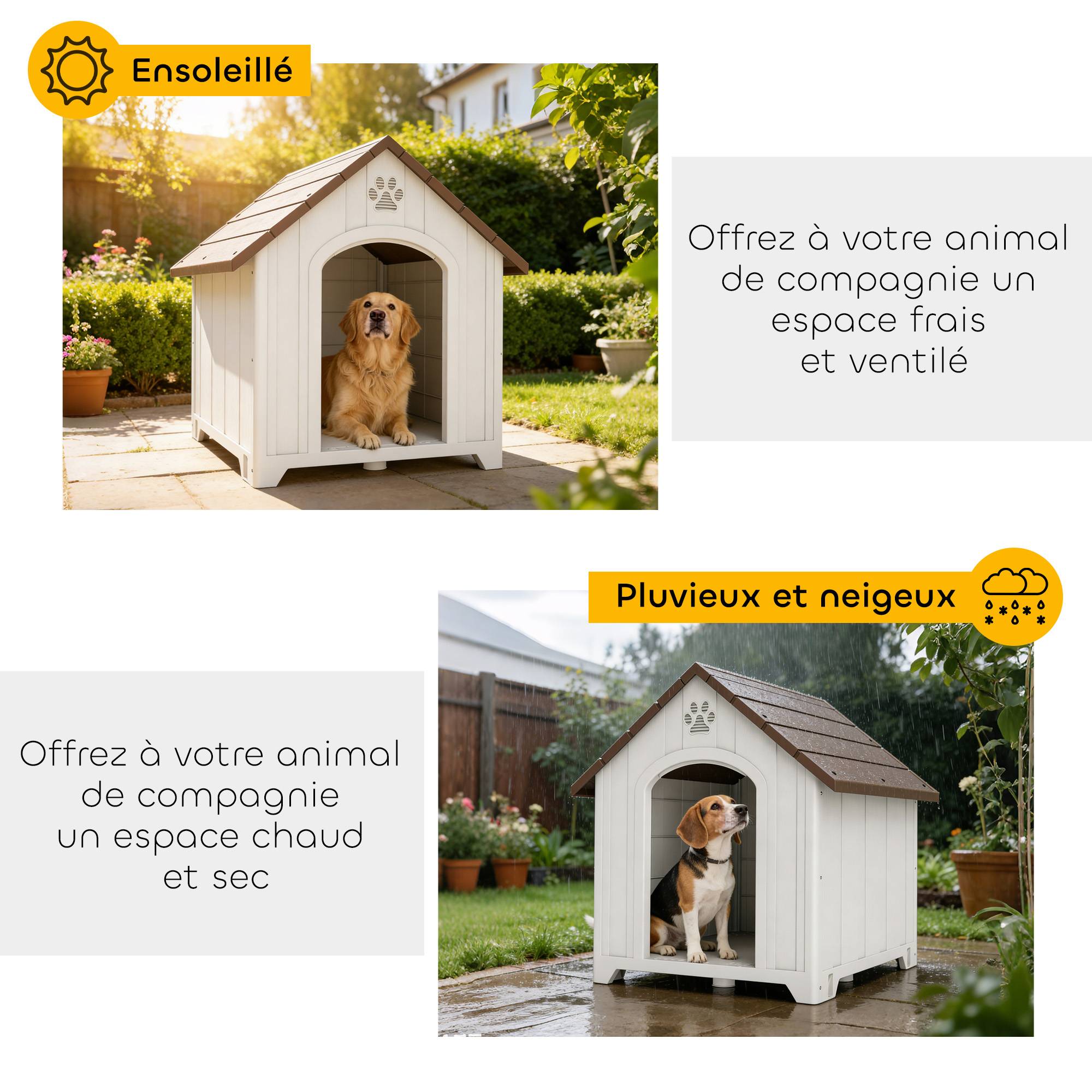 ComfortXL - Niche chien extérieur polypropylène 88x79x89 cm gris ventilée surélevée imperméable - ComfortXL Outdoor Living - Image 7