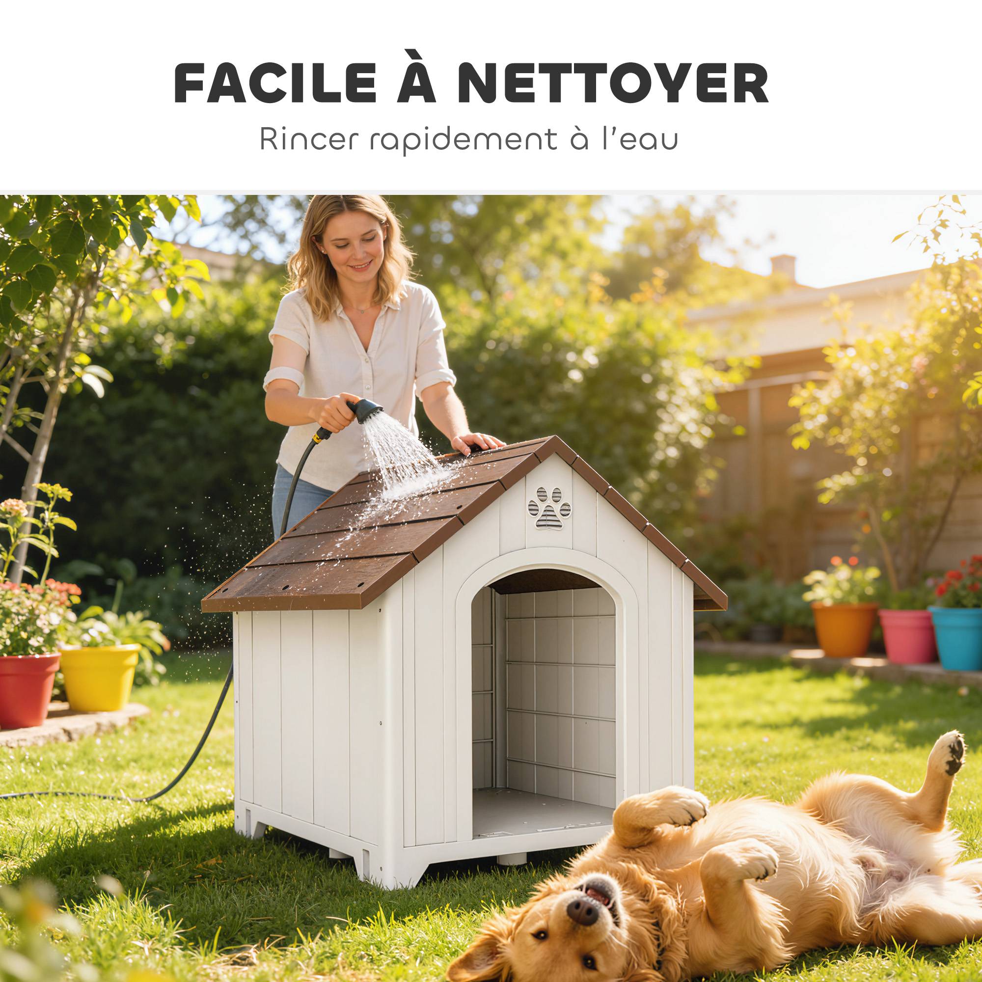 ComfortXL - Niche chien extérieur polypropylène 88x79x89 cm gris ventilée surélevée imperméable - ComfortXL Outdoor Living - Image 10
