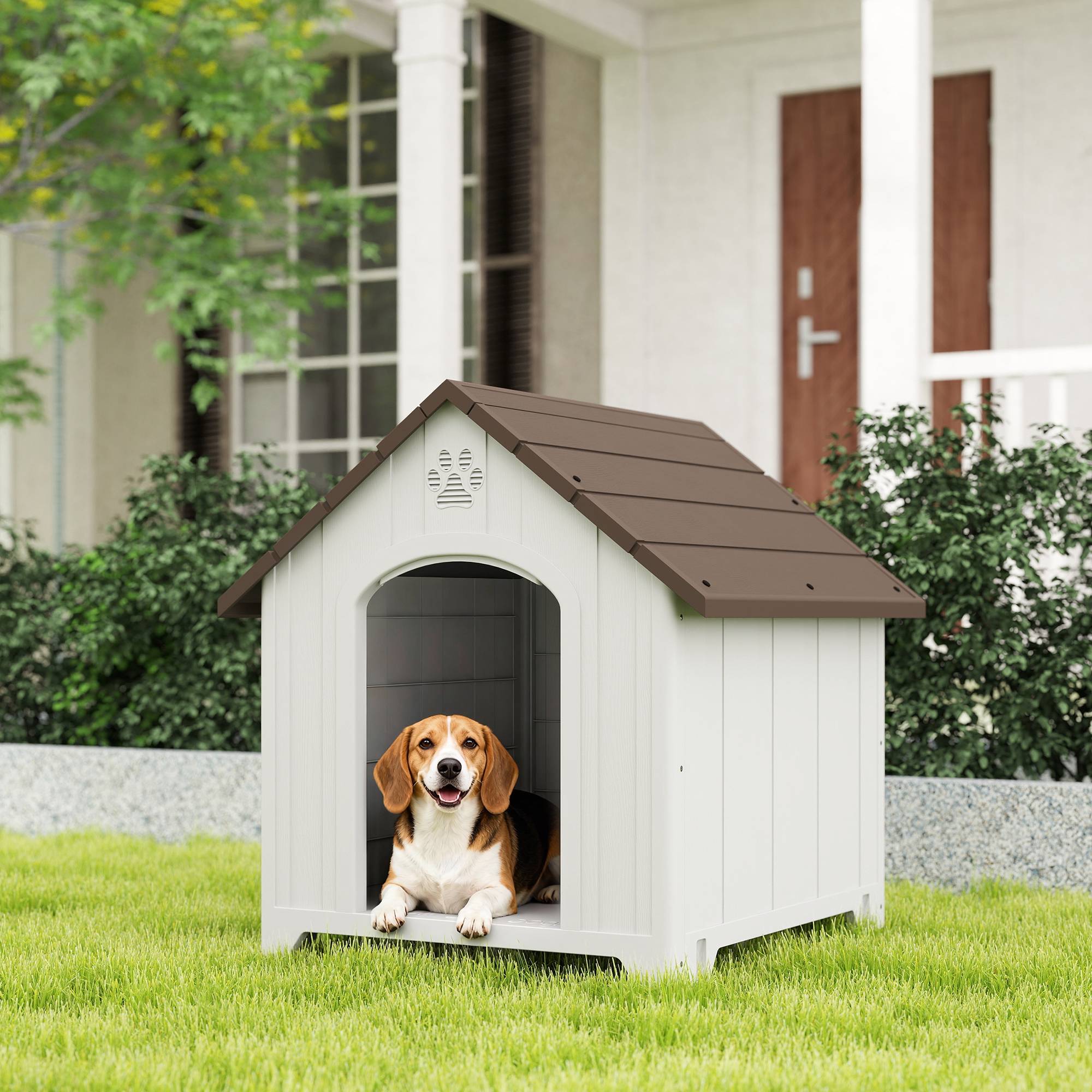 ComfortXL - Niche chien extérieur polypropylène 88x79x89 cm gris ventilée surélevée imperméable - ComfortXL Outdoor Living - Image 3