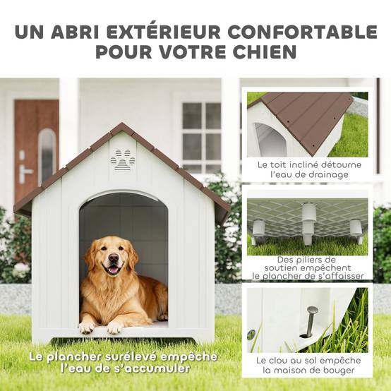 ComfortXL - Niche chien extérieur polypropylène 88x79x89 cm gris ventilée surélevée imperméable - ComfortXL Outdoor Living - Image 5