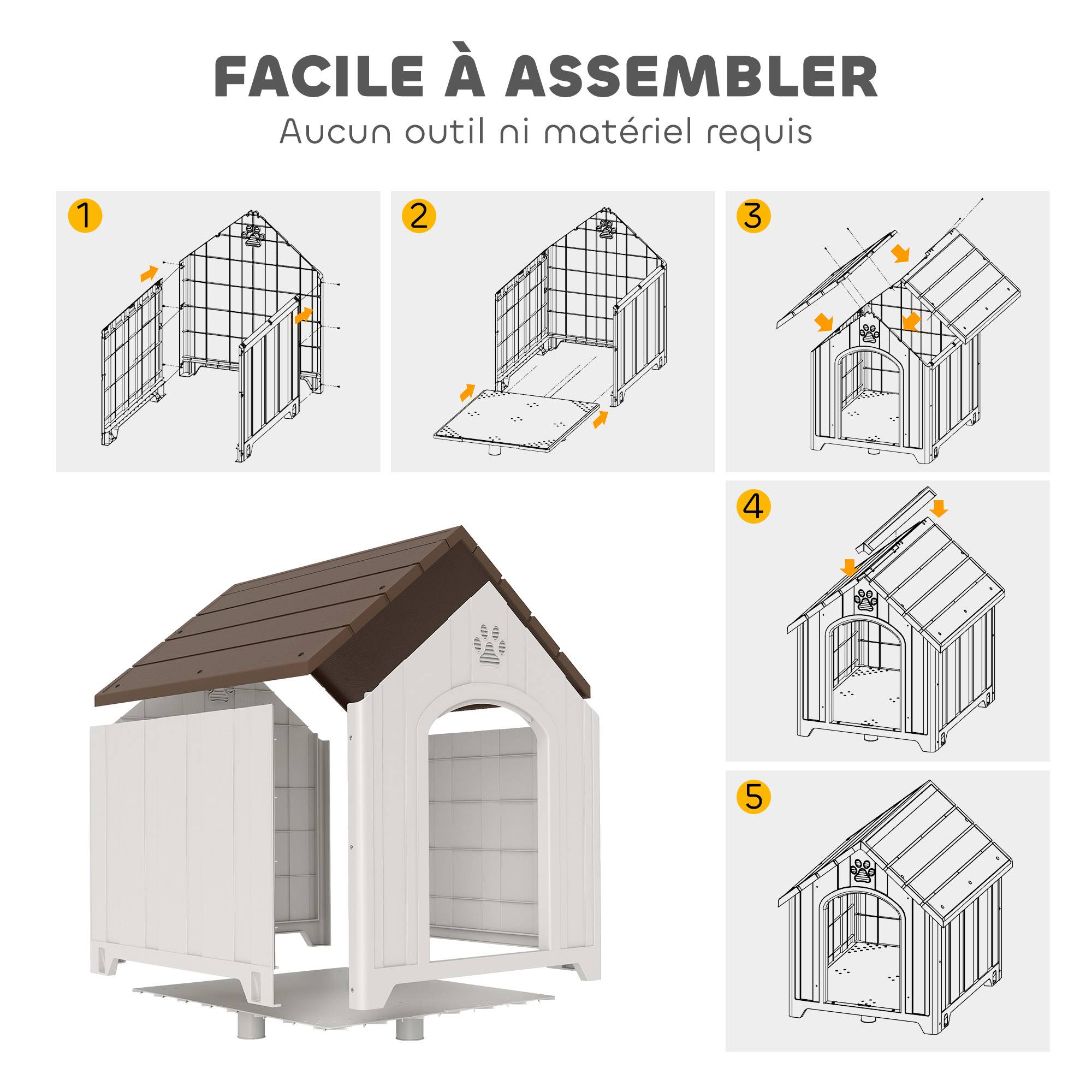 ComfortXL - Niche chien extérieur polypropylène 88x79x89 cm gris ventilée surélevée imperméable - ComfortXL Outdoor Living - Image 8