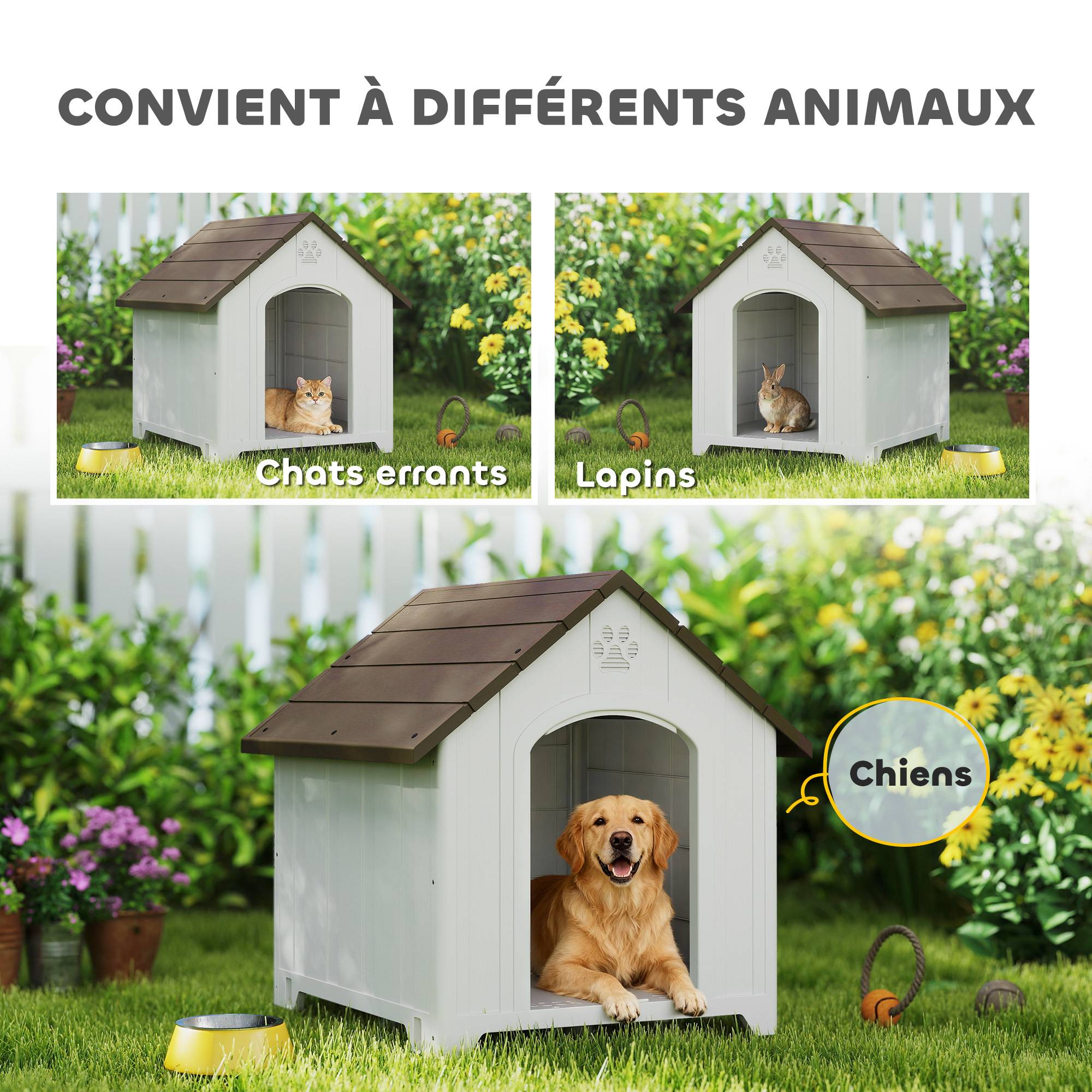 ComfortXL - Niche chien extérieur polypropylène 88x79x89 cm gris ventilée surélevée imperméable - ComfortXL Outdoor Living - Image 9