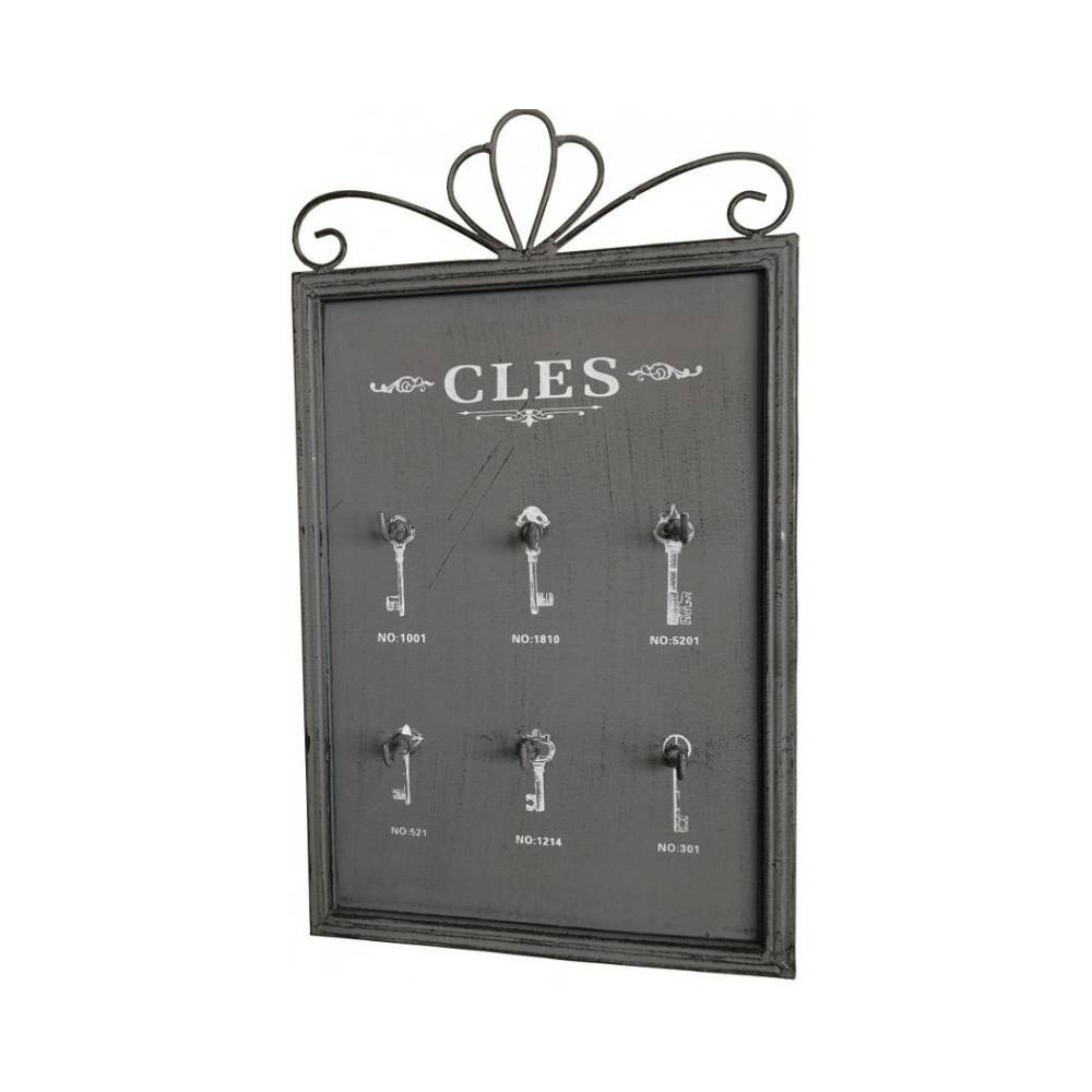 Porte clés mural en métal gris 25 x 42 cm Chemin de campagne - Image 1