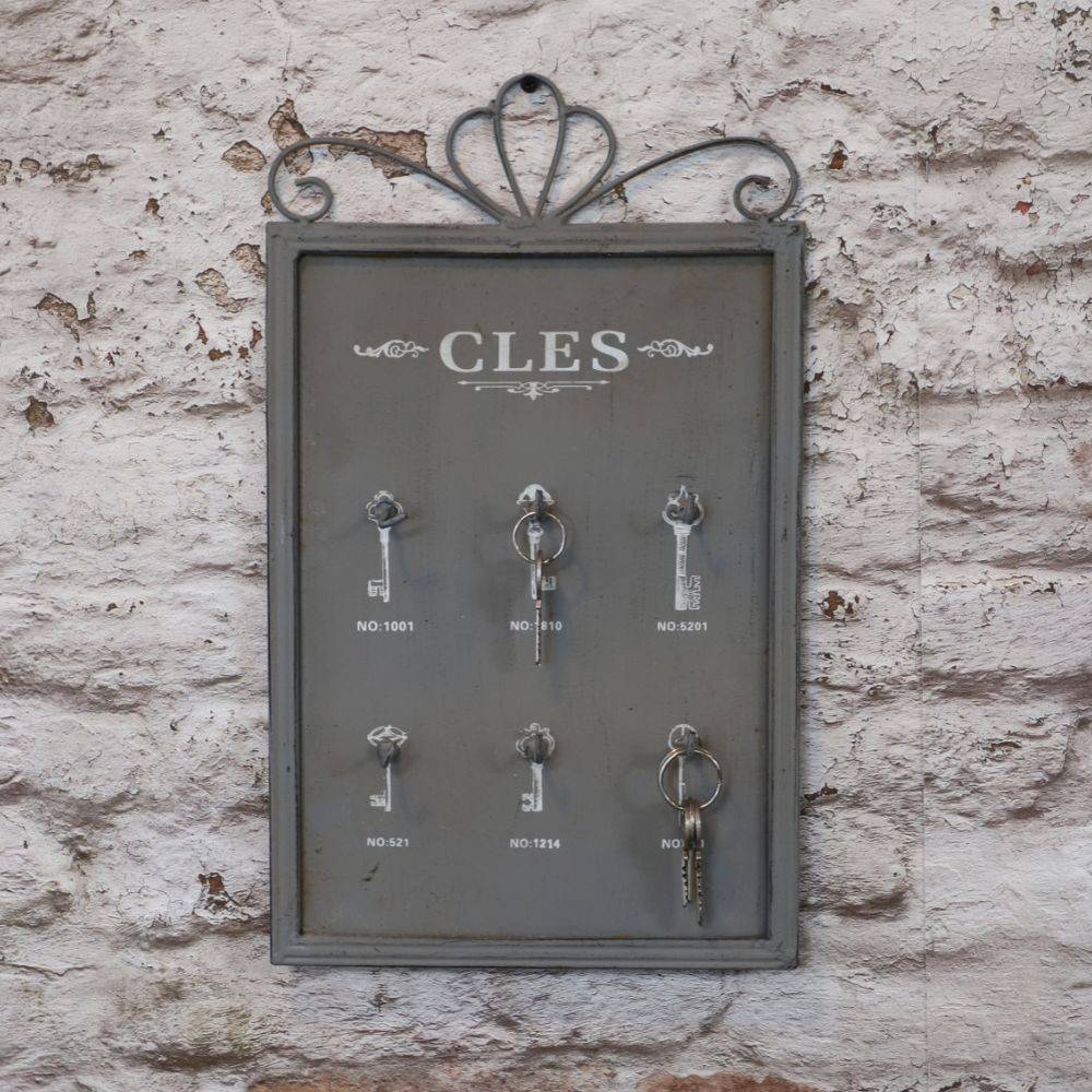 Porte clés mural en métal gris 25 x 42 cm Chemin de campagne - Image 2