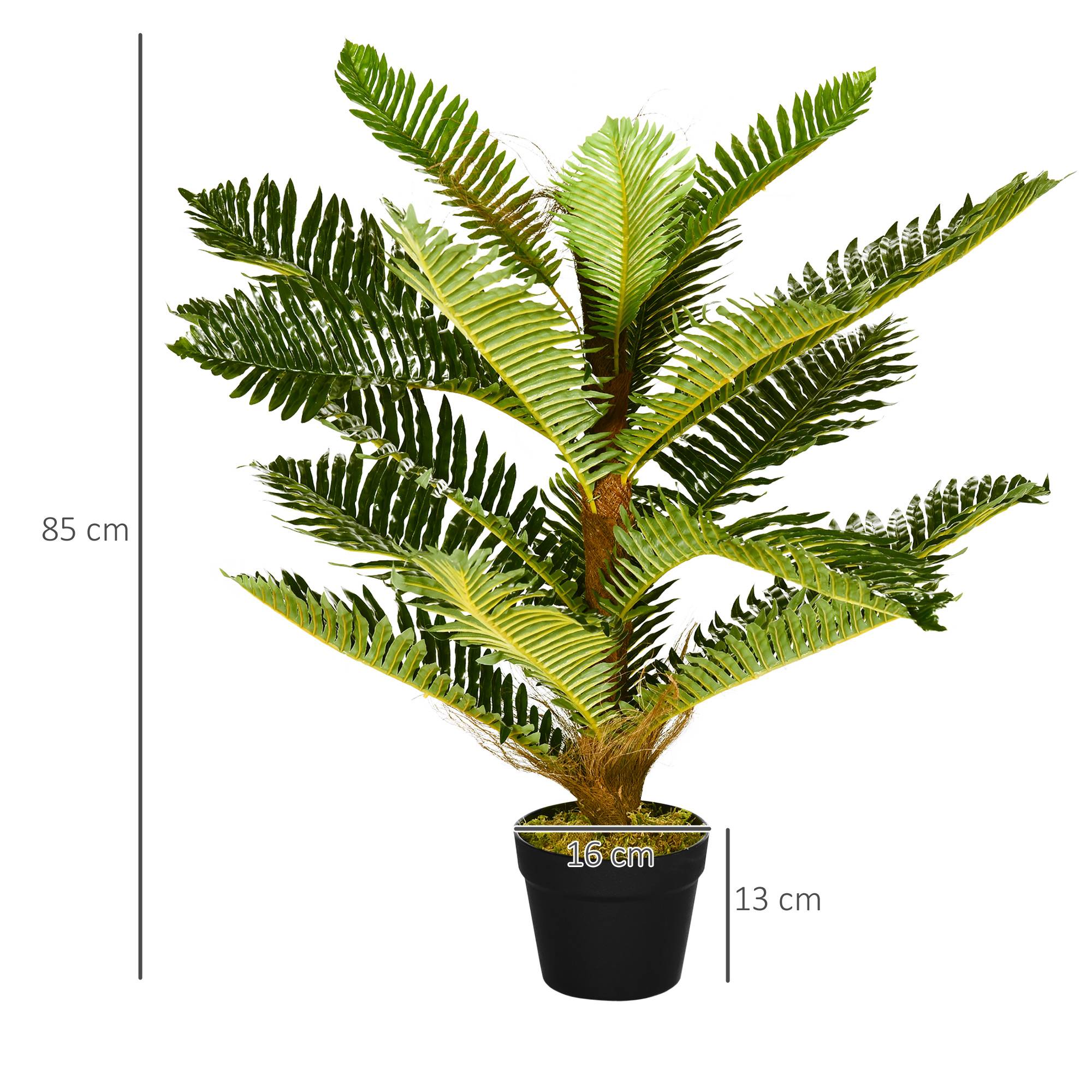 Plante artificielle palmier 85 cm avec 18 grandes feuilles grand réalisme pot inclus - Image 4