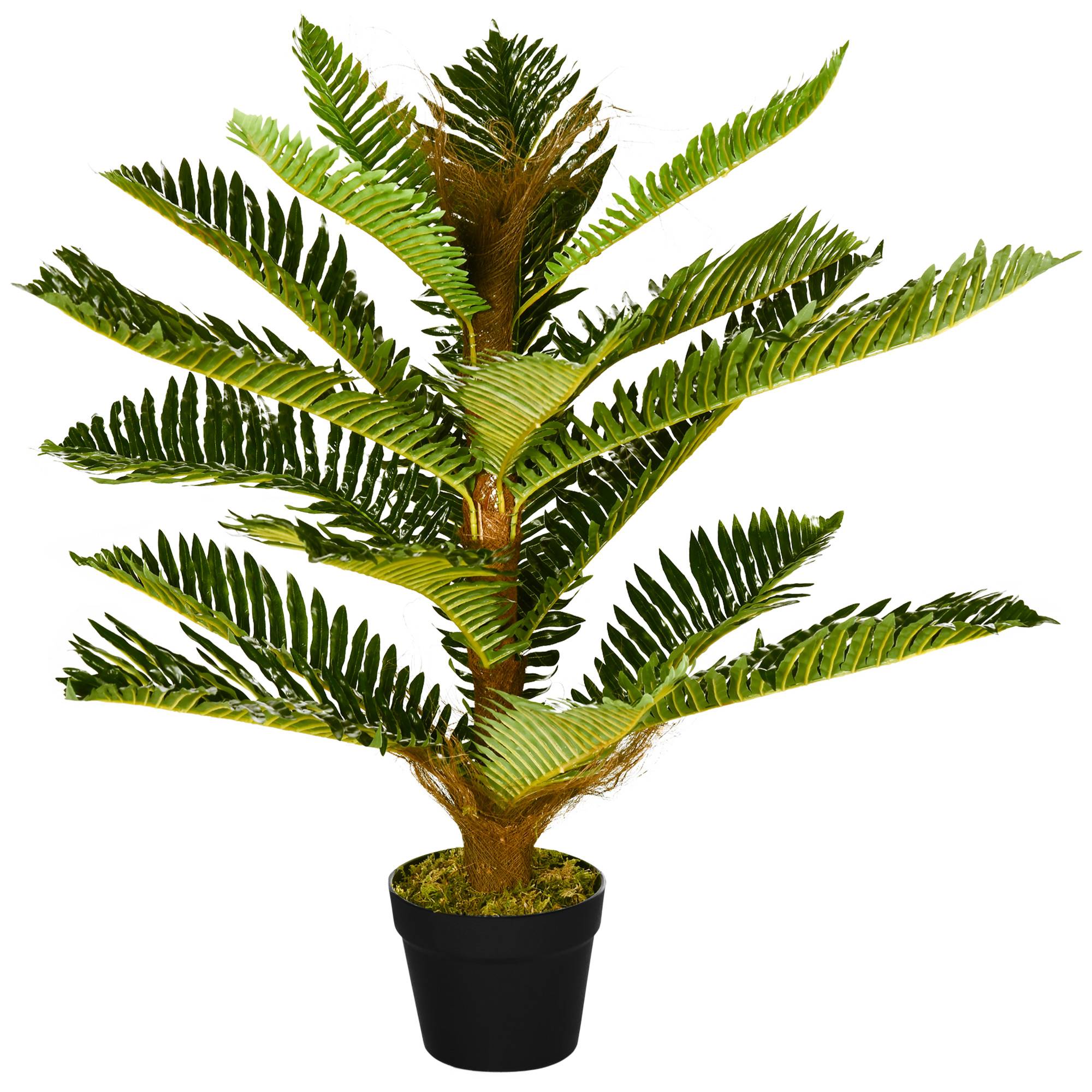 Plante artificielle palmier 85 cm avec 18 grandes feuilles grand réalisme pot inclus - Image 2