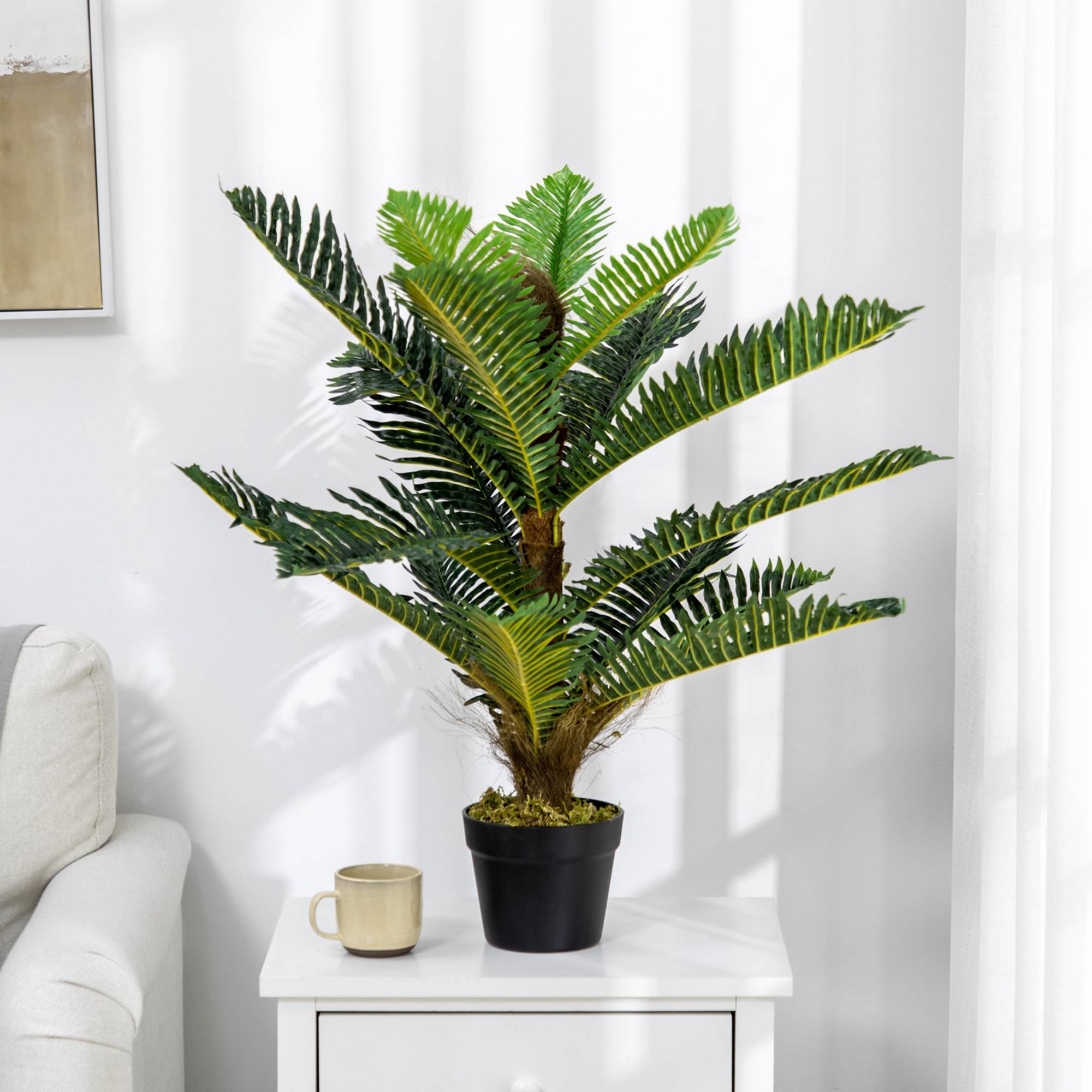 Plante artificielle palmier 85 cm avec 18 grandes feuilles grand réalisme pot inclus - Image 7