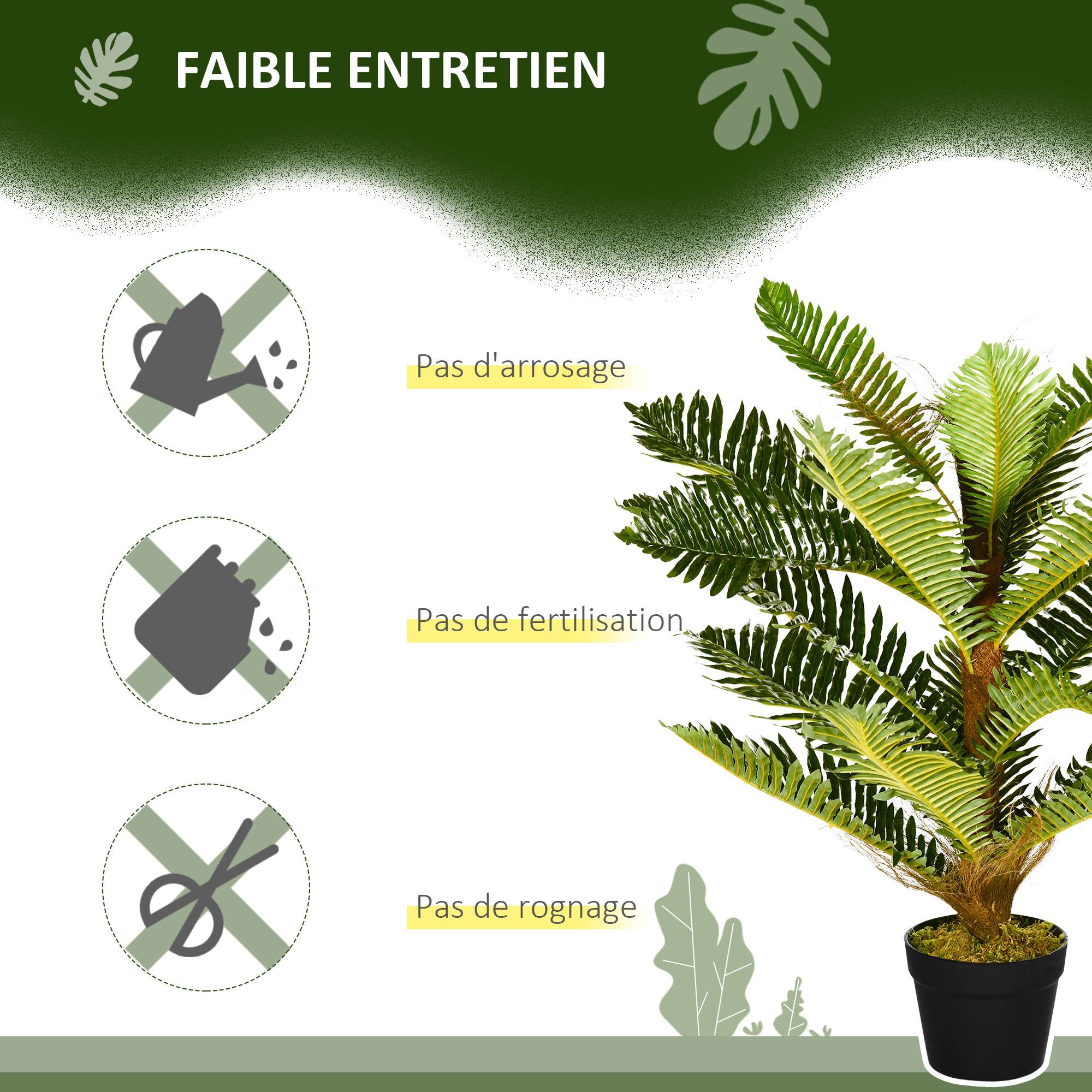 Plante artificielle palmier 85 cm avec 18 grandes feuilles grand réalisme pot inclus - Image 6