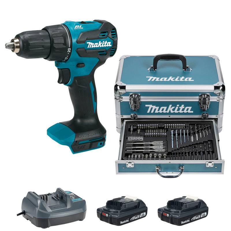 Perceuse visseuse percussion MAKITA DHP490WVX7 18V 2x2Ah et coffret access 70pcs Makita - Image 2