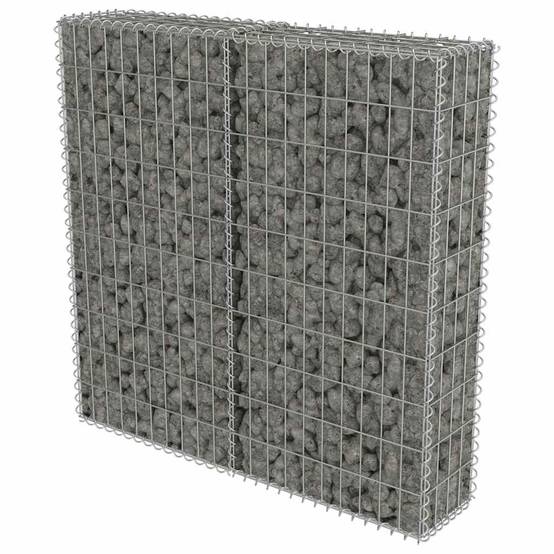 PANGIVO - Mur à gabion avec couvercles Acier galvanisé Argenté 100 x 20 x 100 cm - PANGIVO - Image 2
