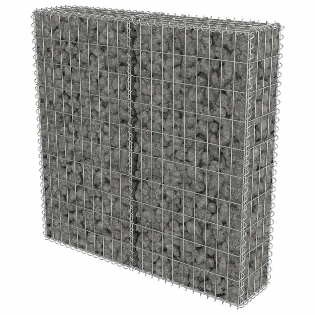 PANGIVO - Mur à gabion avec couvercles Acier galvanisé Argenté 100 x 20 x 100 cm - PANGIVO - Image 2