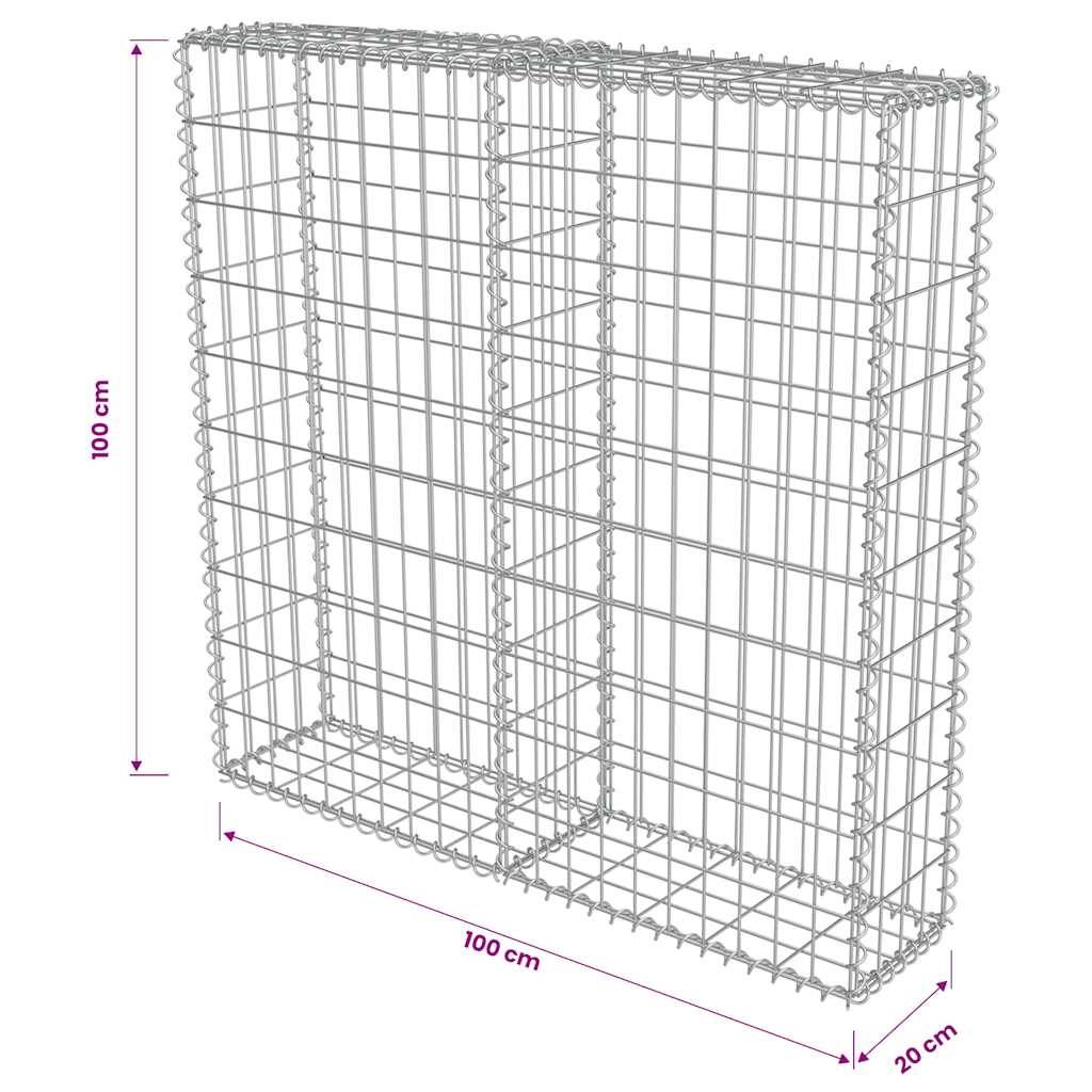 PANGIVO - Mur à gabion avec couvercles Acier galvanisé Argenté 100 x 20 x 100 cm - PANGIVO - Image 7