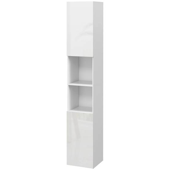 Colonne salle de bain avec 2 placards 2 niches et étagères réglables, rangement vertical 30x30x181,5 cm blanc moderne - Image 2