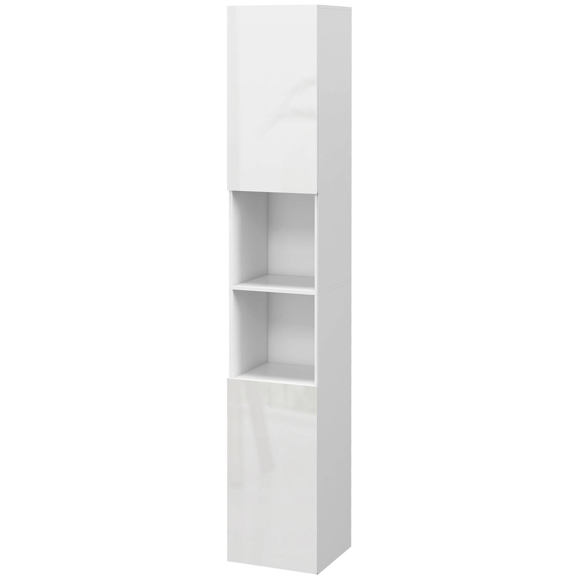 Colonne salle de bain avec 2 placards 2 niches et étagères réglables, rangement vertical 30x30x181,5 cm blanc moderne - Image 2