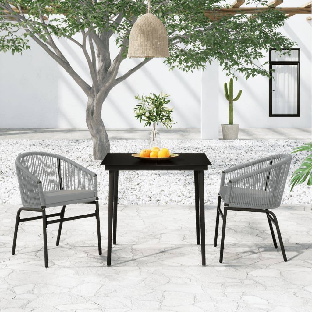 Ensemble Repas 2P Rotin PVC avec Coussins pour Balcon Gris – ComfortXL Outdoor Living - Image 1