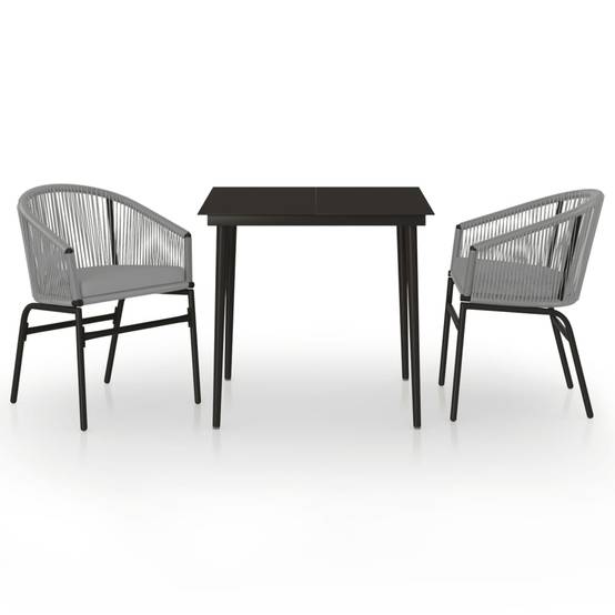 Ensemble Repas 2P Rotin PVC avec Coussins pour Balcon Gris – ComfortXL Outdoor Living - Image 2