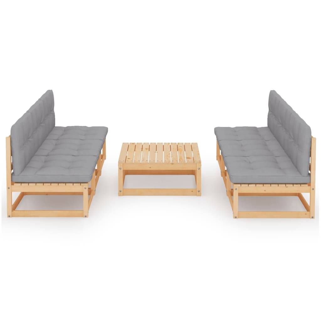 Helloshop26 - Salon de jardin meuble d'extérieur ensemble de mobilier 7 pièces avec coussins bois de pin massif - Image 1