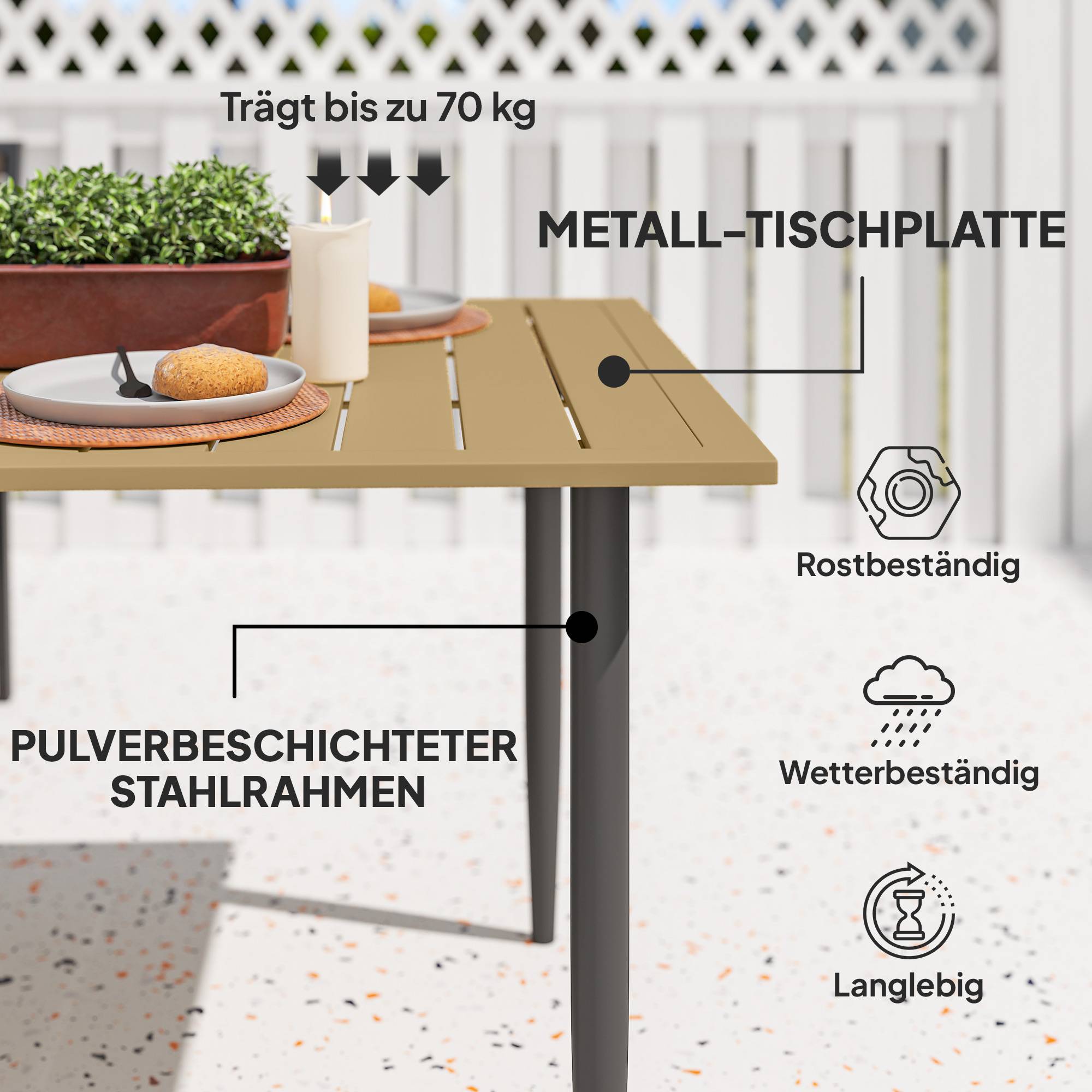 PANGIVO - Table de jardin acier marron 150 x 90 x 73 cm - PANGIVO - Image 9