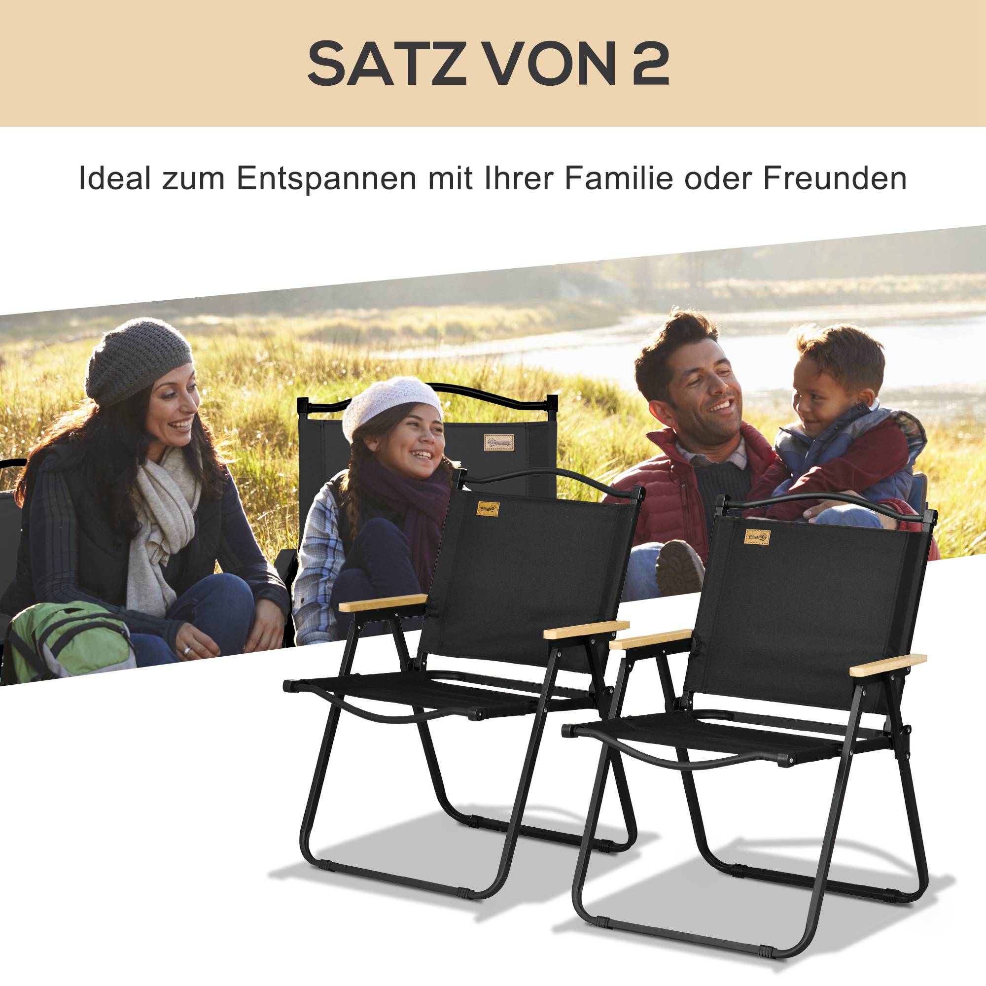 Lot de 2 chaises de camping pliantes acier noir 54 x 59 x 78 cm - PANGIVO - Image 6