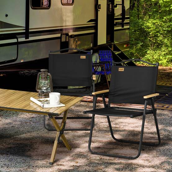 Lot de 2 chaises de camping pliantes acier noir 54 x 59 x 78 cm - PANGIVO - Image 3
