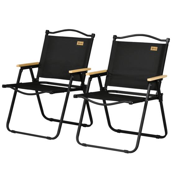 Lot de 2 chaises de camping pliantes acier noir 54 x 59 x 78 cm - PANGIVO - Image 2