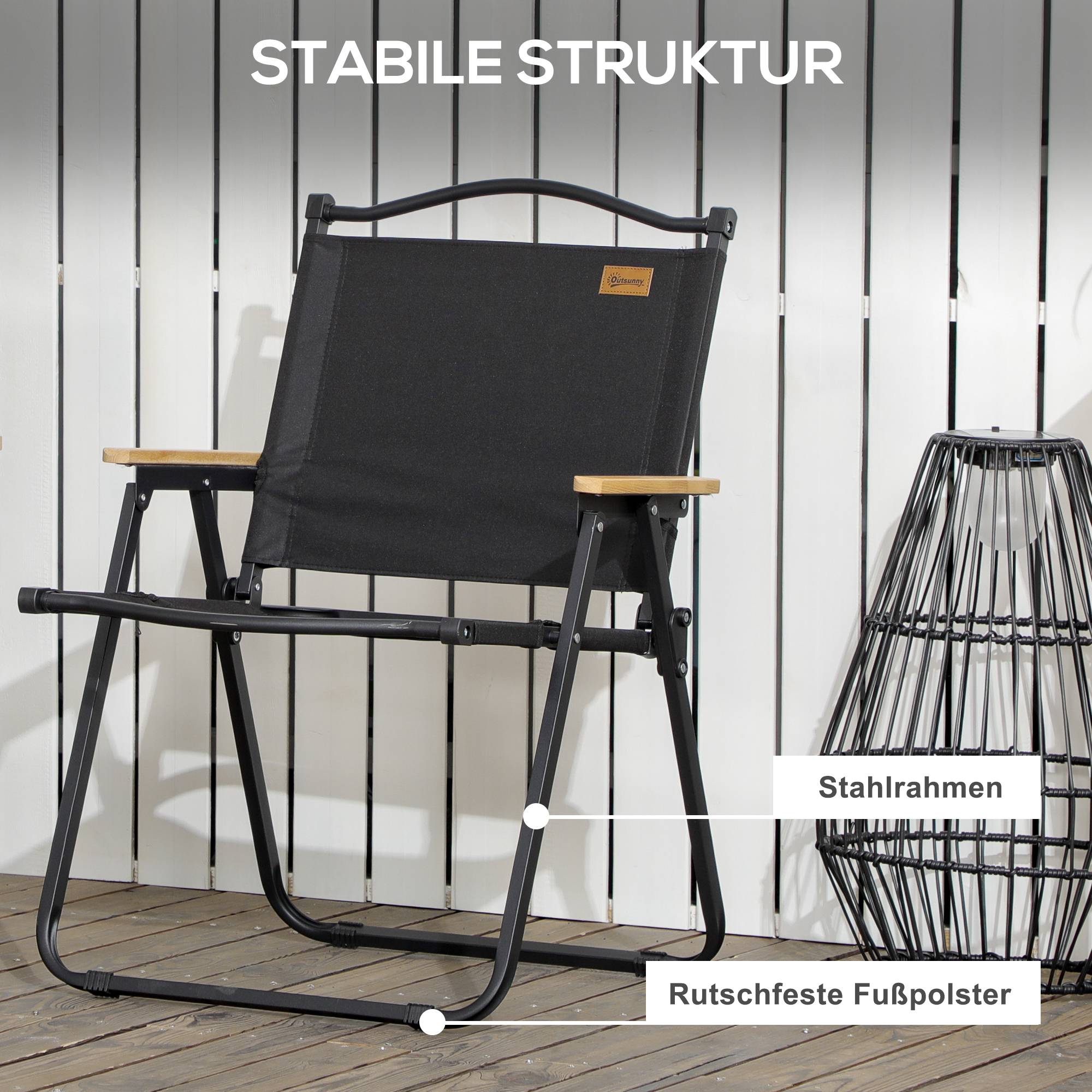 Lot de 2 chaises de camping pliantes acier noir 54 x 59 x 78 cm - PANGIVO - Image 9